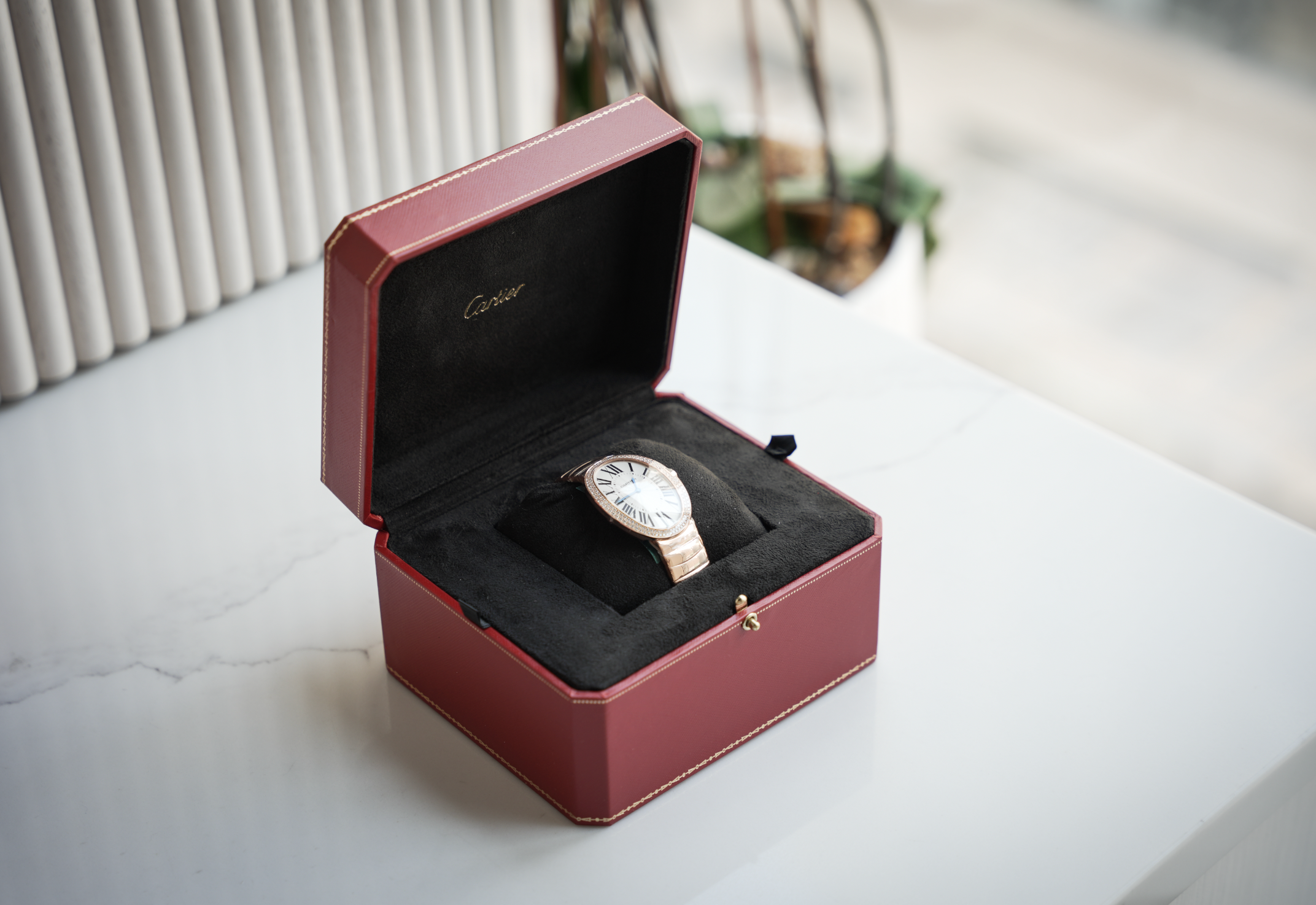 Cartier Baignoire 44x34mm 18K Rose Gold Diamond Bezel WB520003