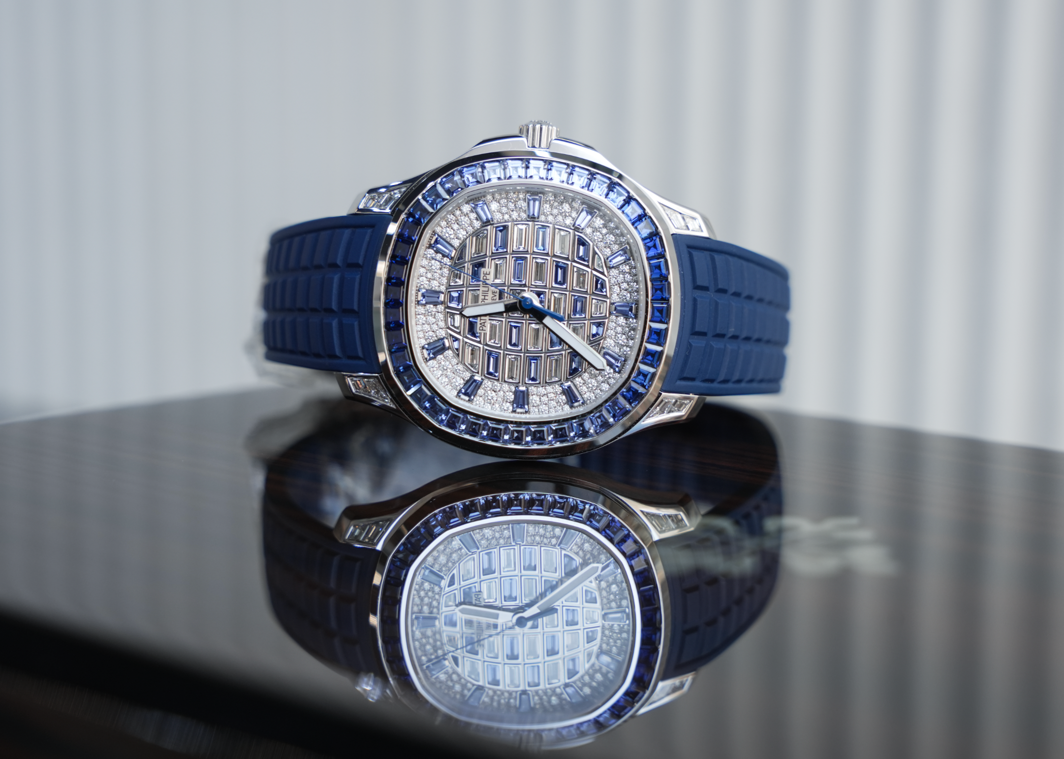 Patek Philippe Aquanaut Luce 5268/461G White Gold Diamond & Blue Sapphire Bezel
