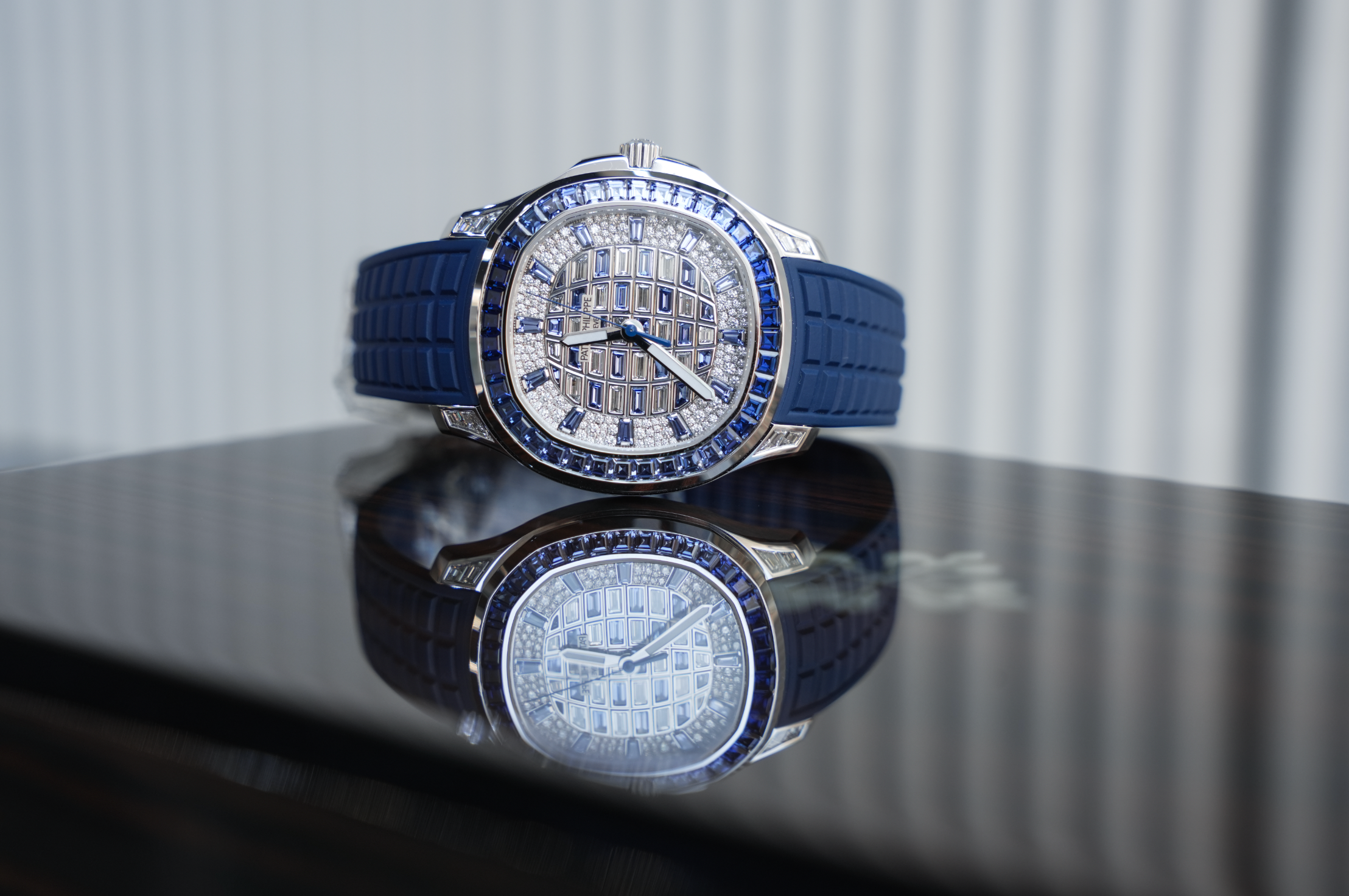 Patek Philippe Aquanaut Luce 5268/461G White Gold Diamond & Blue Sapphire Bezel