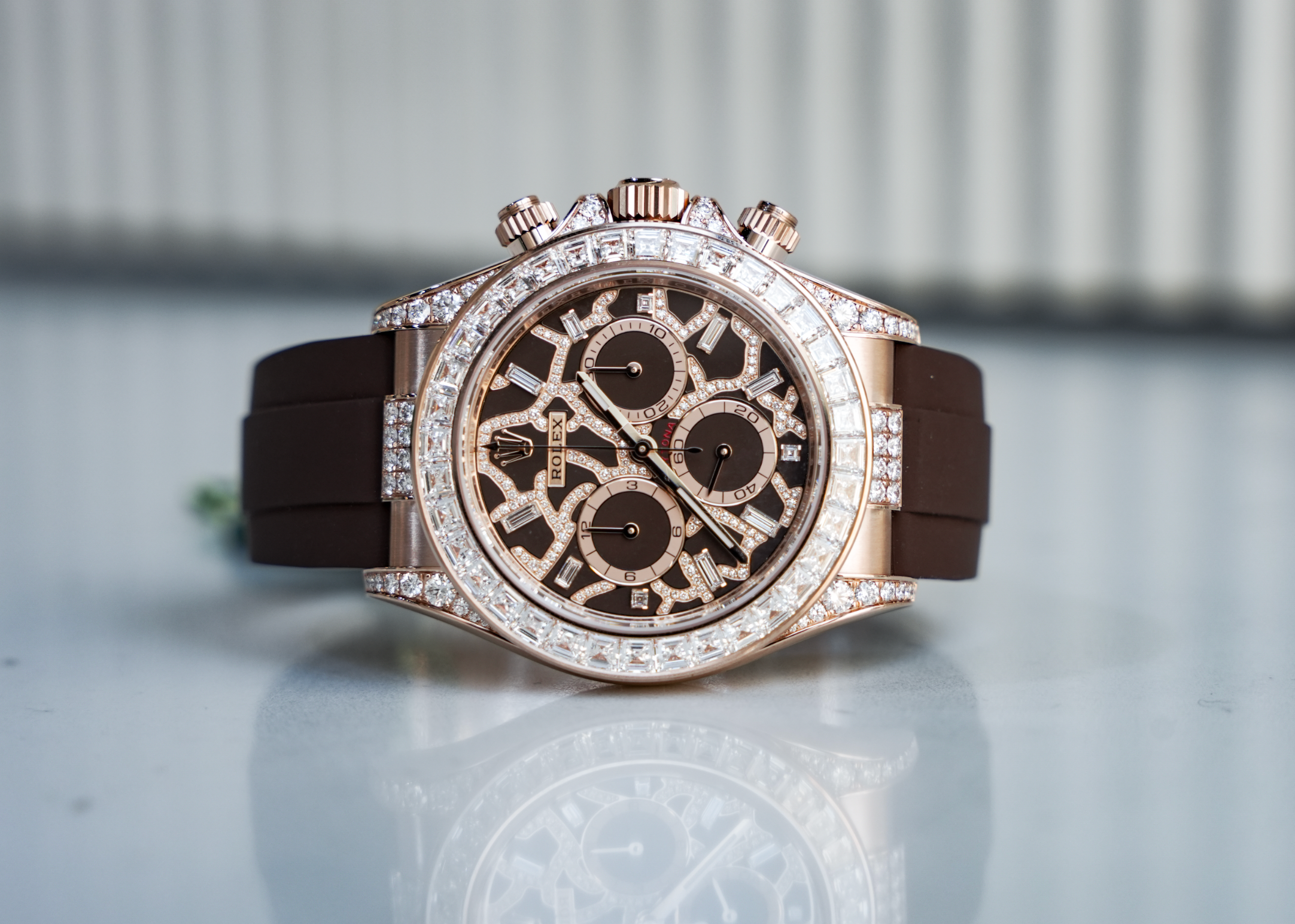 Rolex Daytona 126555TBR “Giraffe” Everose Gold Diamond Bezel Chestnut Diamond Dial