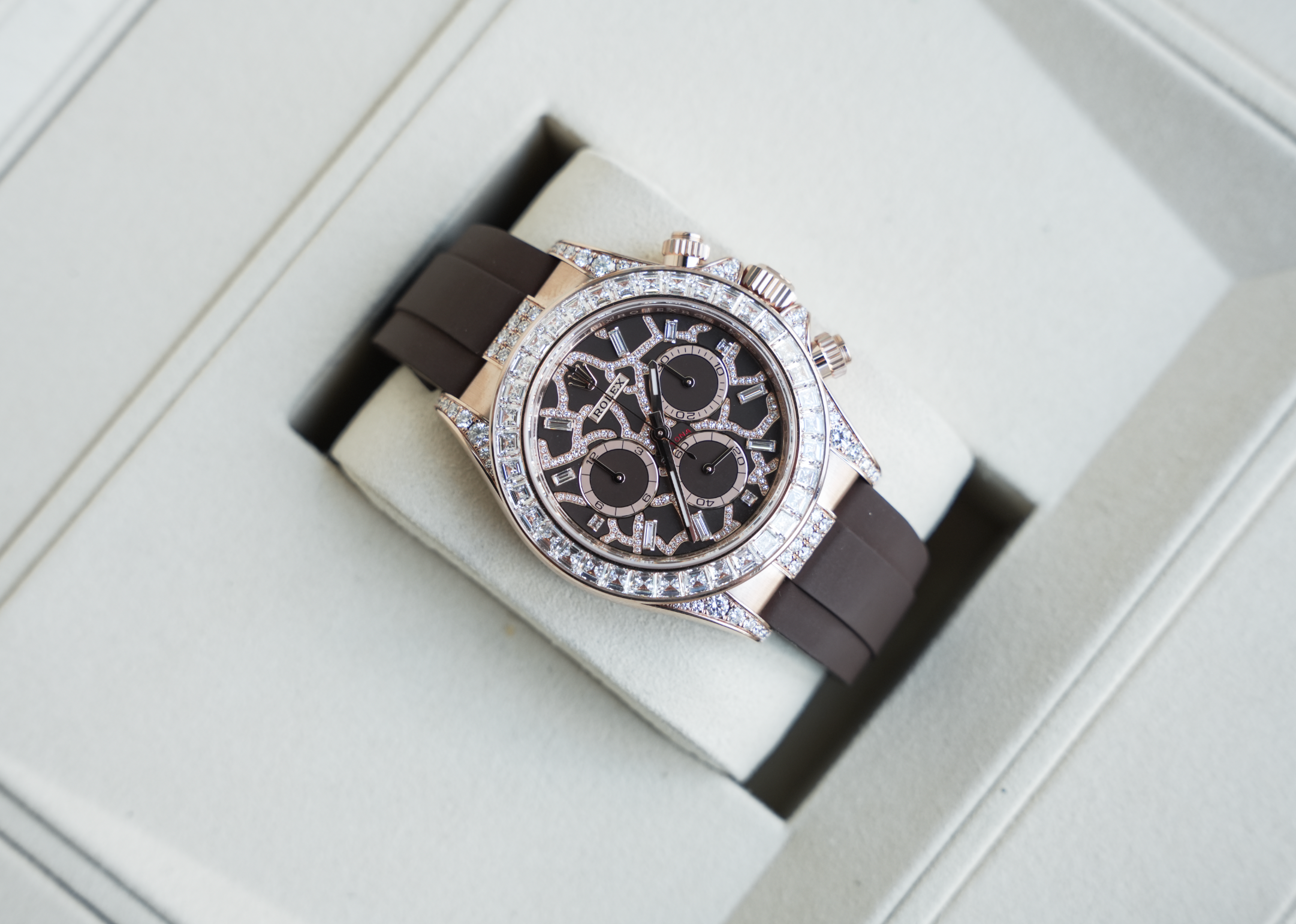 Rolex Daytona 126555TBR “Giraffe” Everose Gold Diamond Bezel
