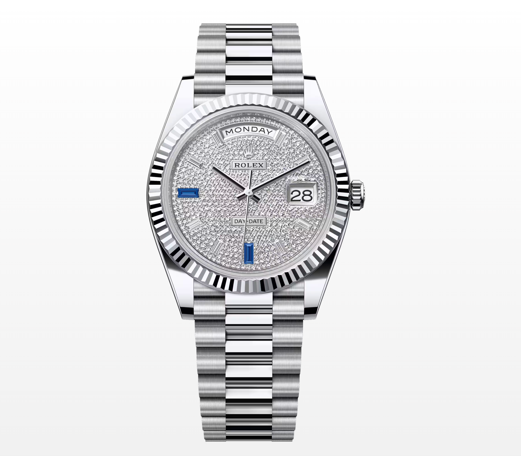 Rolex Day-Date 40 228236, Platinum Case with Diamond Pavé Dial, President Bracelet