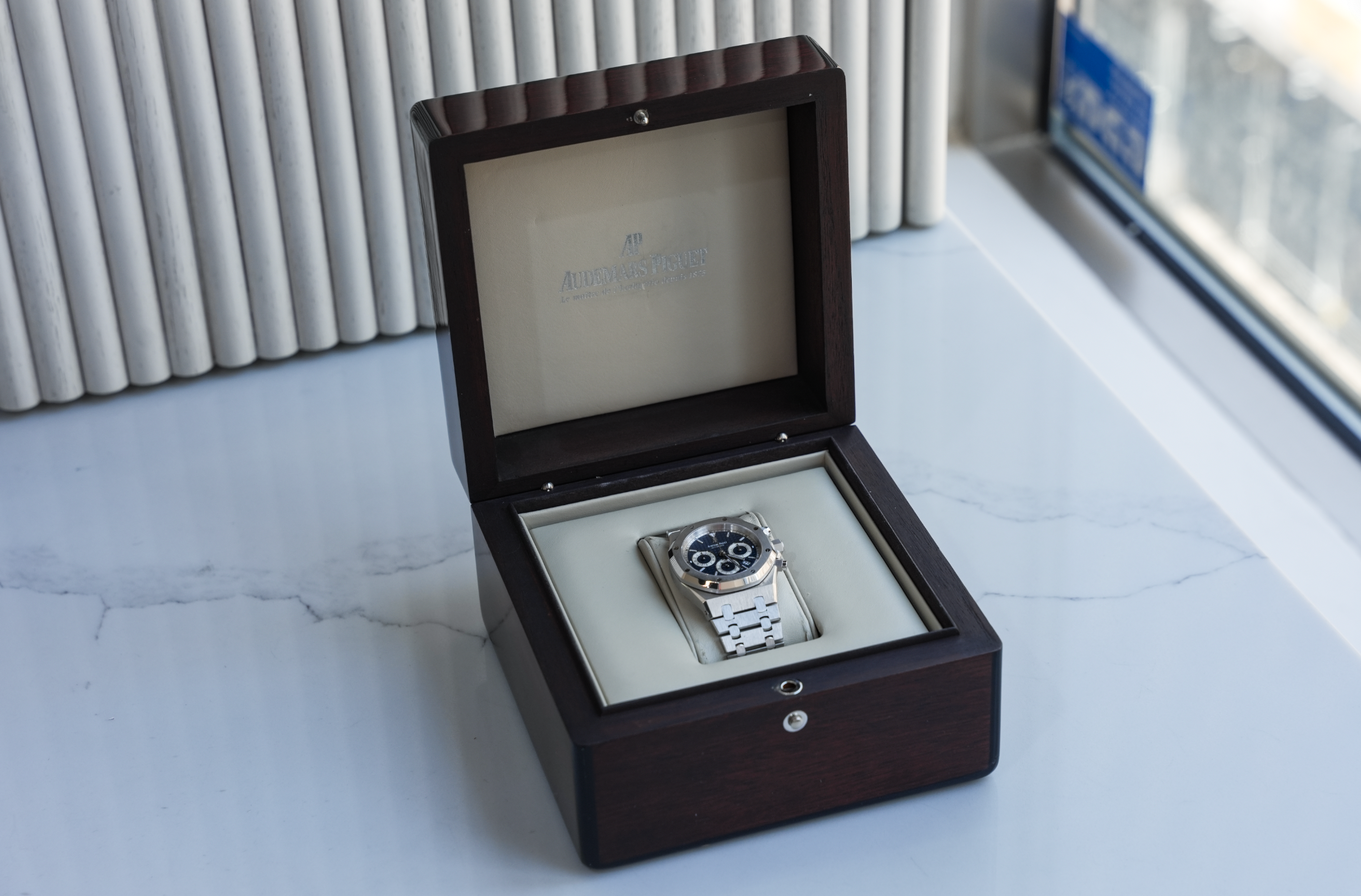 Audemars Piguet Royal Oak Chronograph 26022BC.OO.D028CR.01 White Gold Blue Dial 39mm
