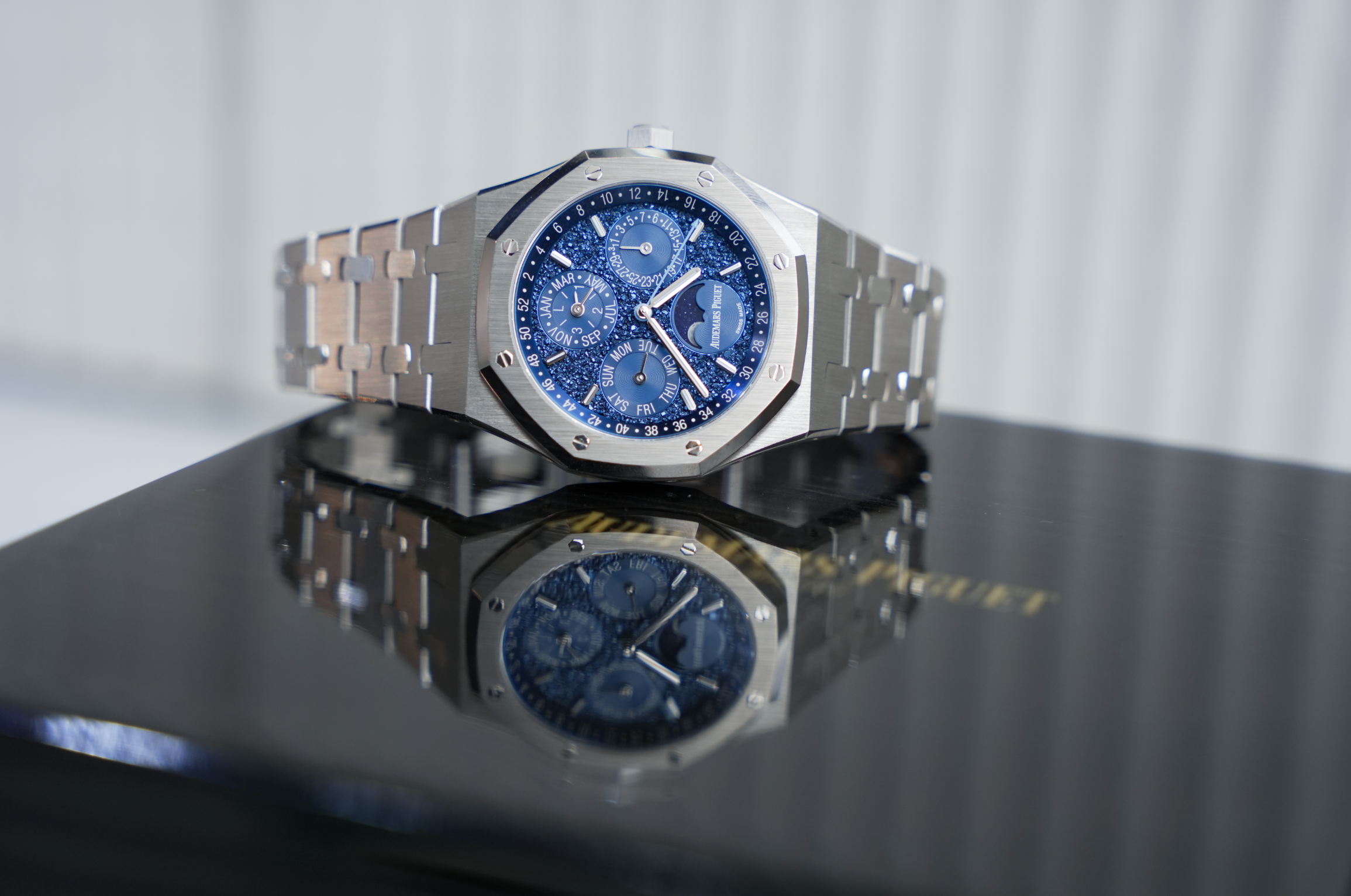 Audemars Piguet Royal Oak Perpetual Calendar 26574BC “John Mayer” Limited Edition 18K White Gold Blue Crystal Sky Dial 41mm Watch