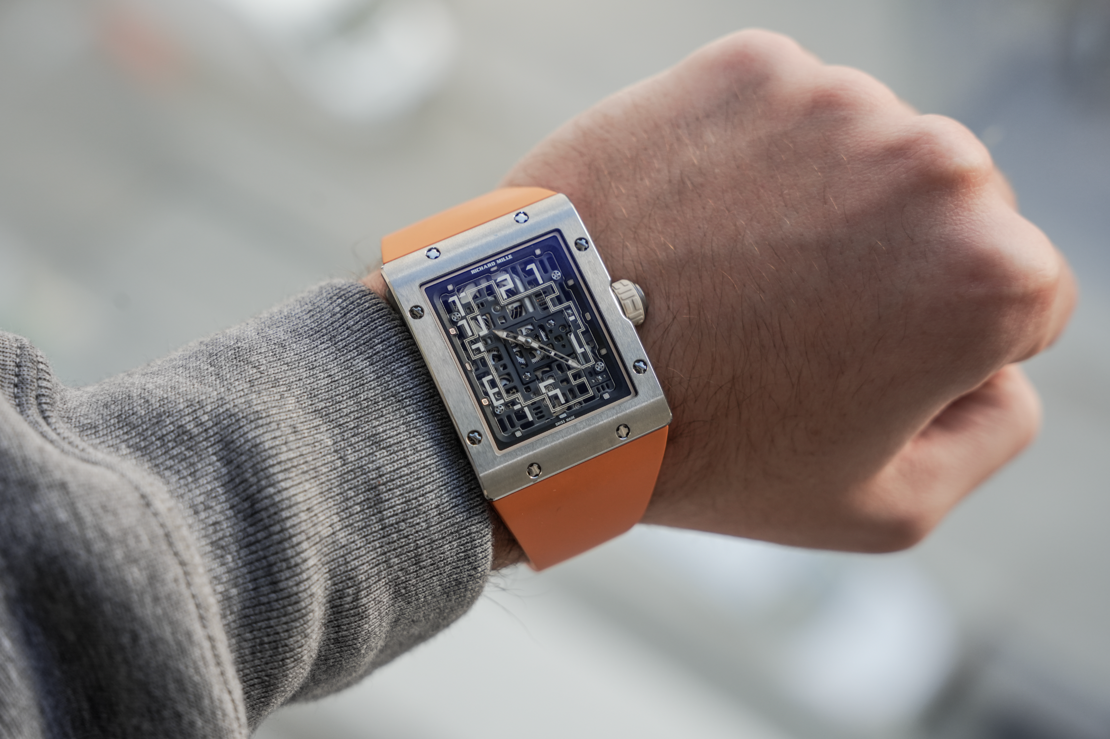 Richard Mille RM 16-02 Automatic Extra Flat Titanium Skeleton Dial Orange Rubber Strap