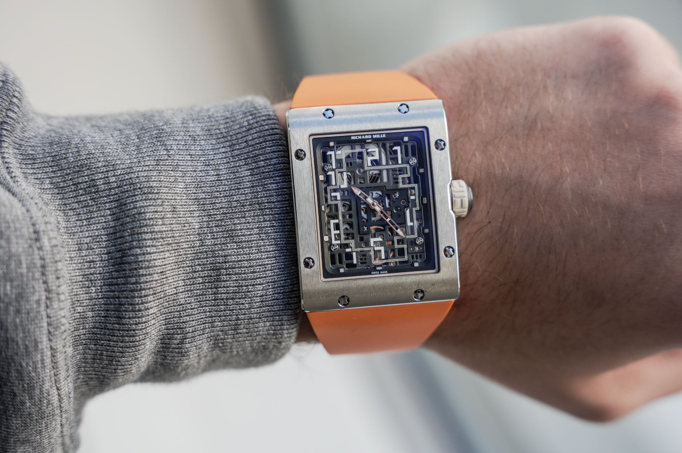 Richard Mille RM 16-02 Automatic Extra Flat Titanium Skeleton Dial Orange Rubber Strap