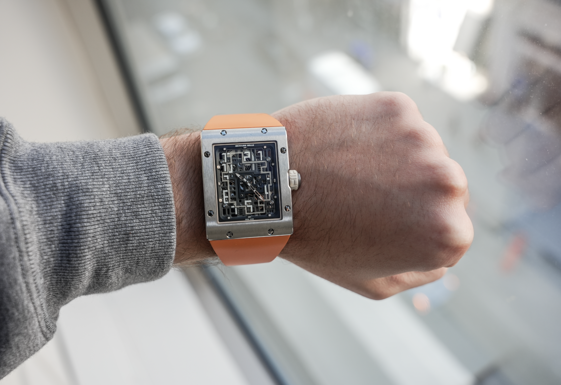 Richard Mille RM 16-02 Automatic Extra Flat Titanium Skeleton Dial Orange Rubber Strap