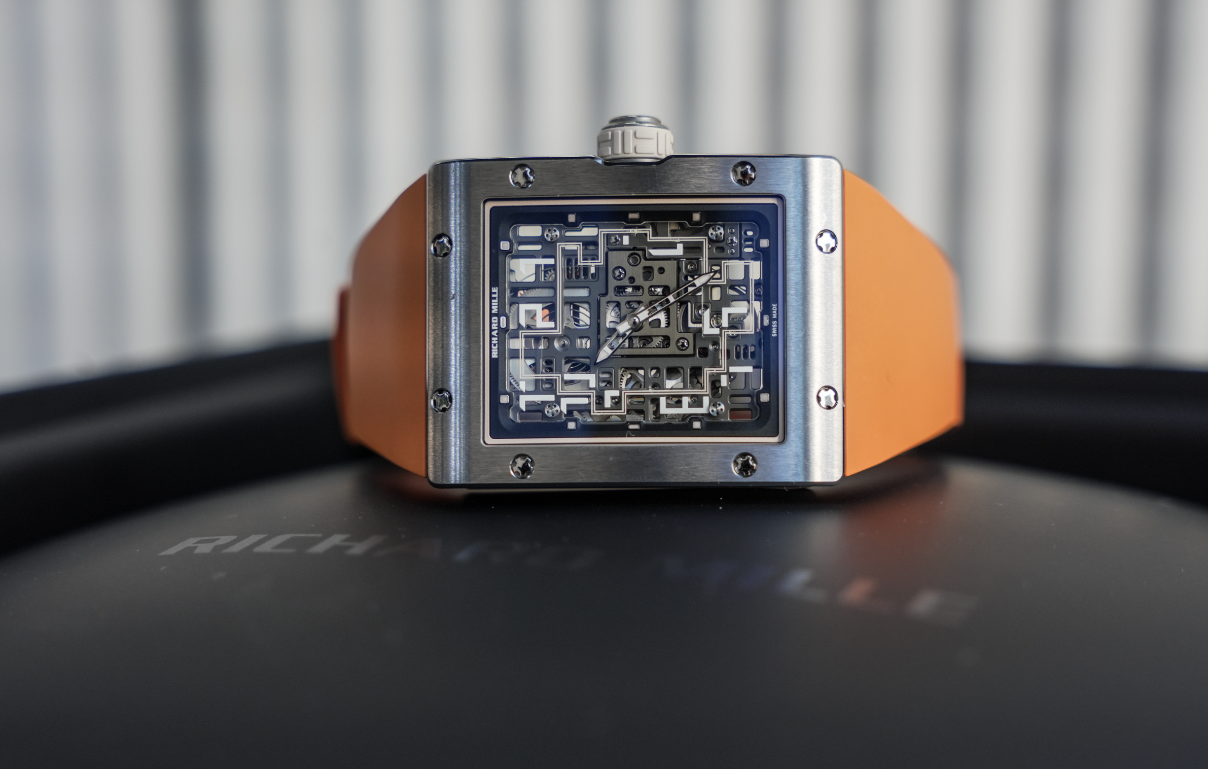 Richard Mille RM 16-02 Automatic Extra Flat Titanium Skeleton Dial Orange Rubber Strap