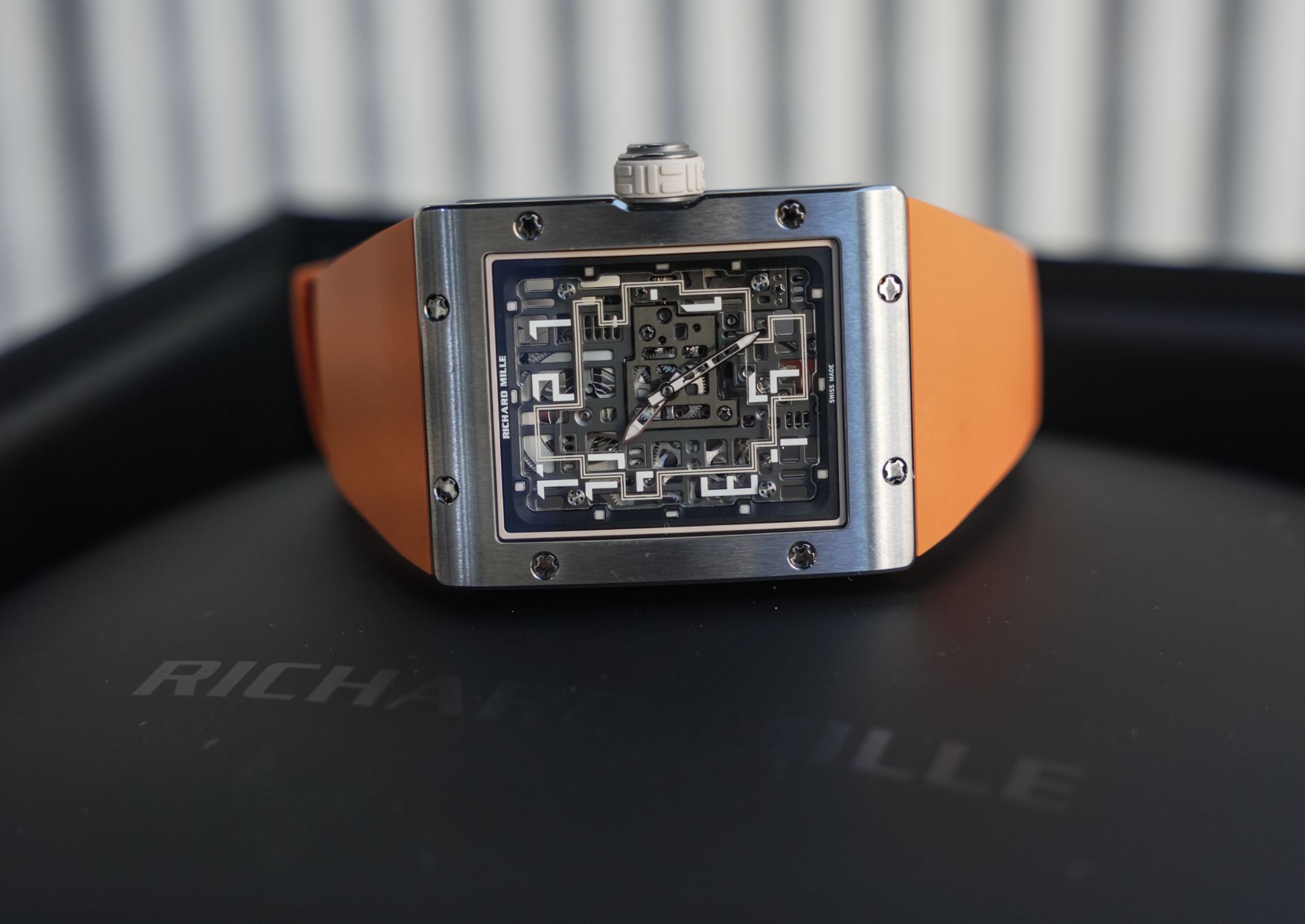 Richard Mille RM 16-02 Automatic Extra Flat Titanium Skeleton Dial Orange Rubber Strap