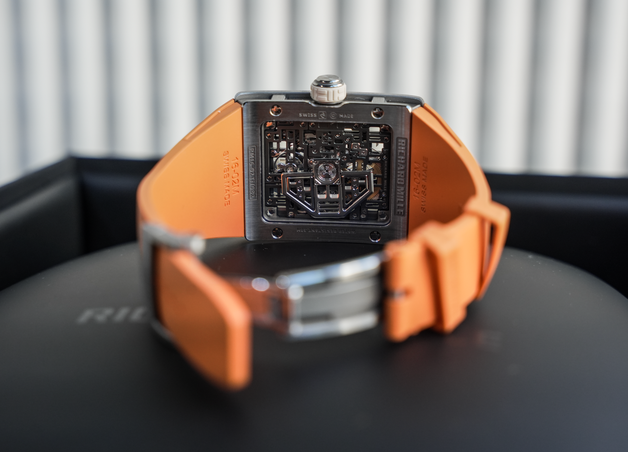 Richard Mille RM 16-02 Automatic Extra Flat Titanium Skeleton Dial Orange Rubber Strap