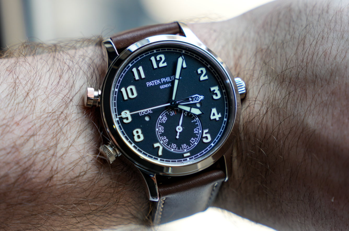 Patek Philippe Calatrava 5524 White Gold Pilot Travel Time Mens Watch-Patek Philippe-JD Watches NY
