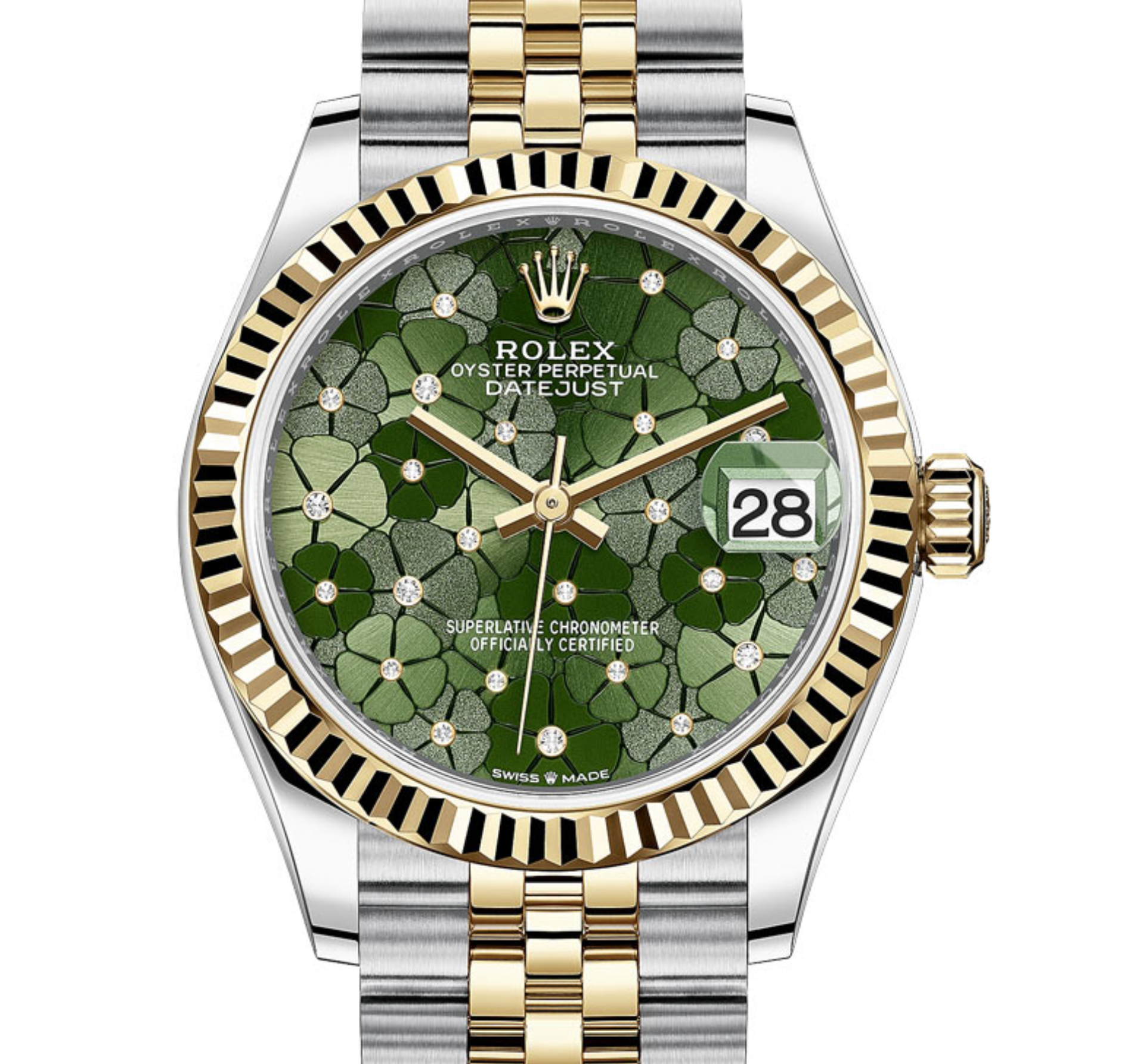 Rolex Datejust 31mm – Steel & 18K Yellow Gold – Green Floral Motif Dial – Jubilee Bracelet – Ref. 278273 (2020 to 2023)