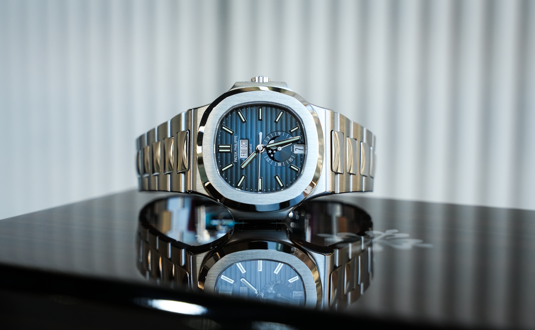 Patek Philippe Nautilus Annual Calendar Moon Phases – Ref. 5726/1A-014 | 40.5mm Blue Dial with Stainless Steel Bracelet