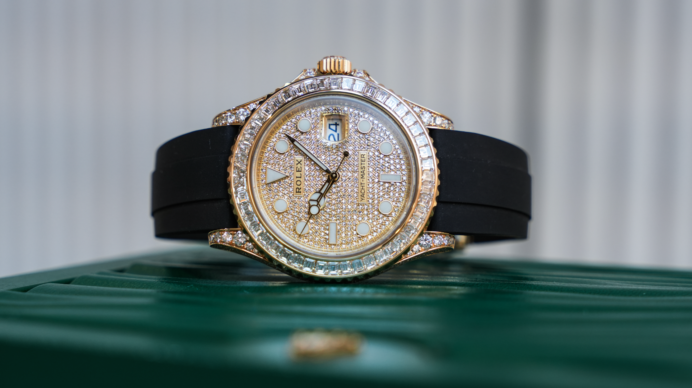 Rolex Yacht-Master 42 – Yellow Gold with Baguette Diamond Bezel & Pave Diamond Dial | Ref. 226668TBR