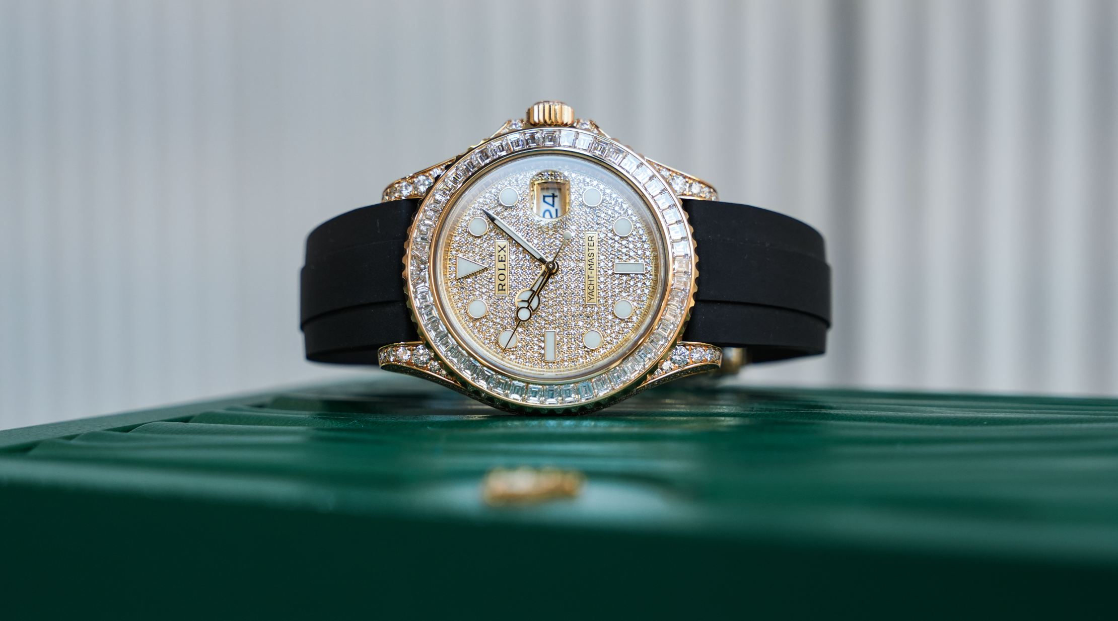 Rolex Yacht-Master 42 – Yellow Gold with Baguette Diamond Bezel & Pave Diamond Dial | Ref. 226668TBR