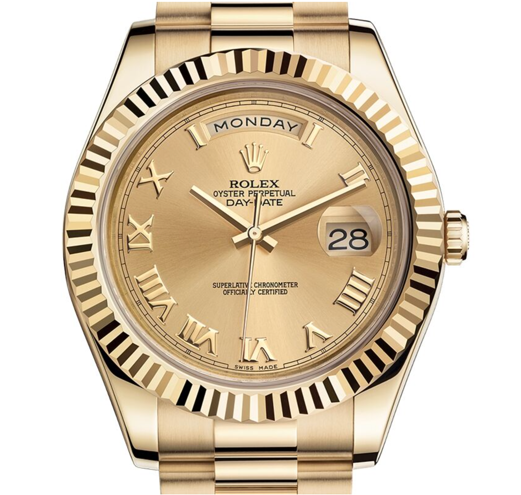 Rolex Day-Date II 218238 41mm Champagne Roman Dial 18k Yellow Gold President Watch