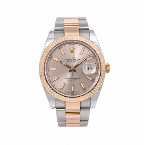 Rolex Datejust 41mm Sundust Roman Dial 18K Everose Gold Fluted Bezel – Ref. 126331