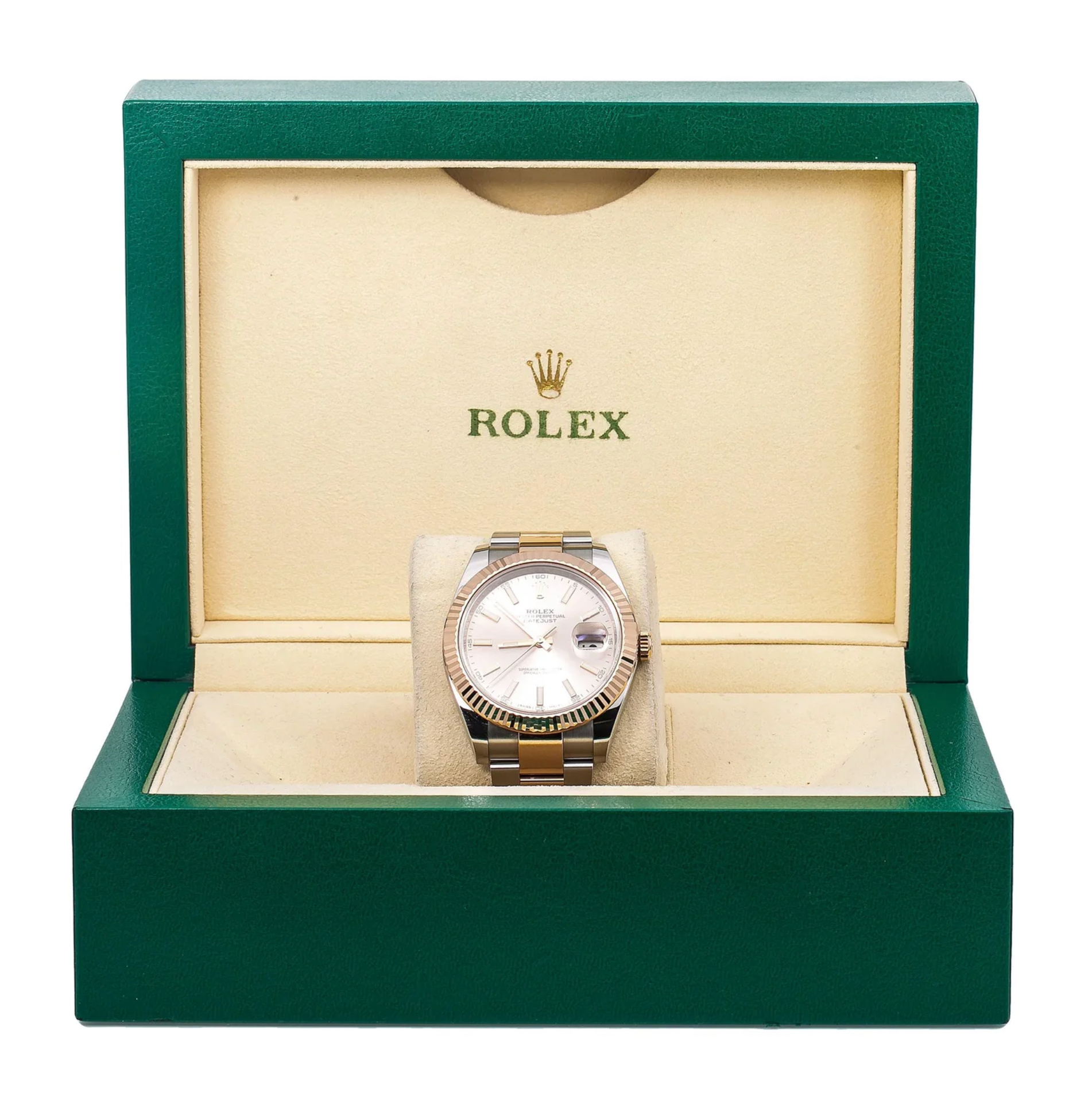 Rolex Datejust 41mm Sundust Roman Dial 18K Everose Gold Fluted Bezel – Ref. 126331
