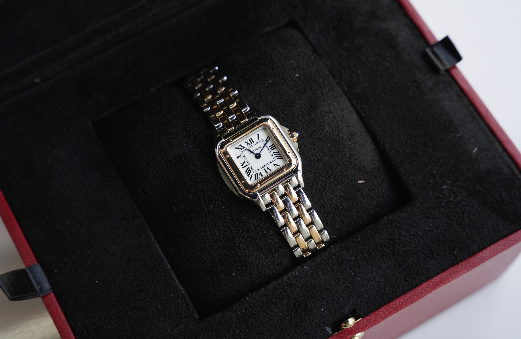 Cartier Panthère W2PN0006, 18k Yellow Gold and Stainless Steel Case with Silver Dial, Two-Row Bracelet