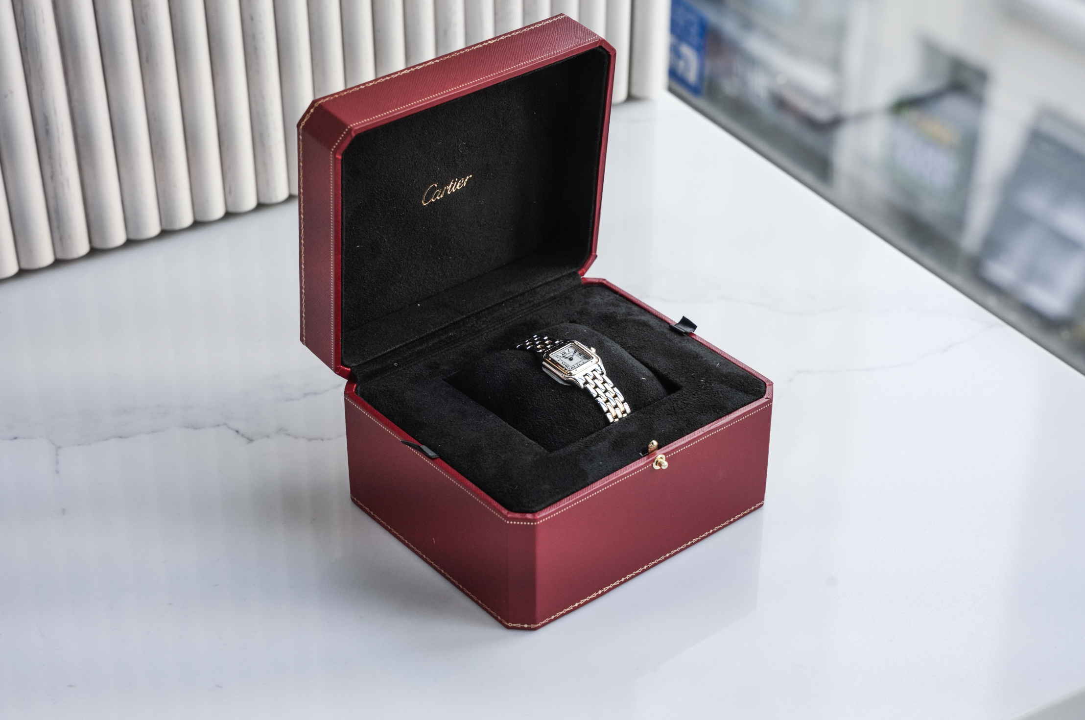 Cartier Panthère W2PN0006, 18k Yellow Gold and Stainless Steel Case with Silver Dial, Two-Row Bracelet