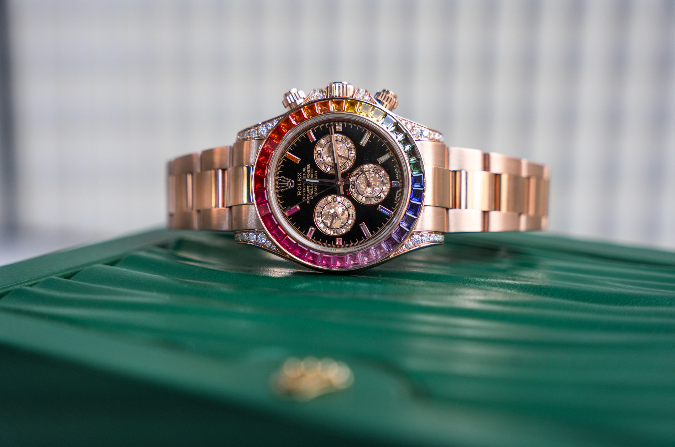 Rolex Cosmograph Daytona “Rainbow” – 116505RBOW (Aftermarket Diamond & Sapphire Setting)