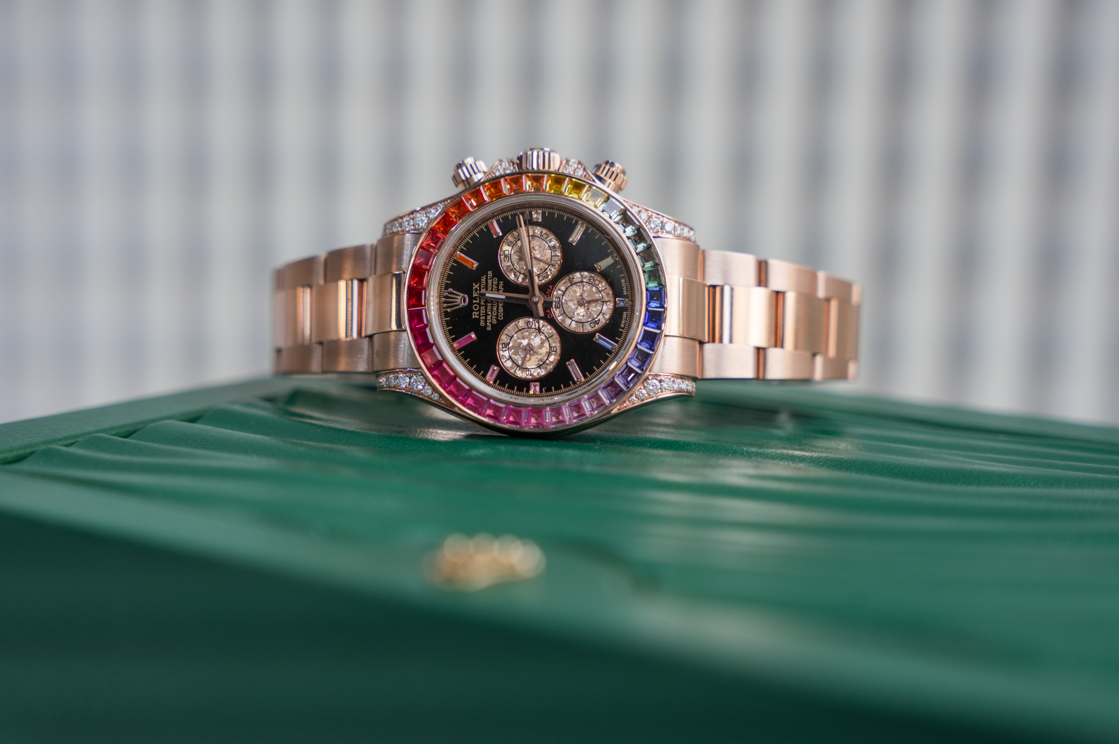 Rolex Cosmograph Daytona “Rainbow” – 116505RBOW (Aftermarket Diamond & Sapphire Setting)