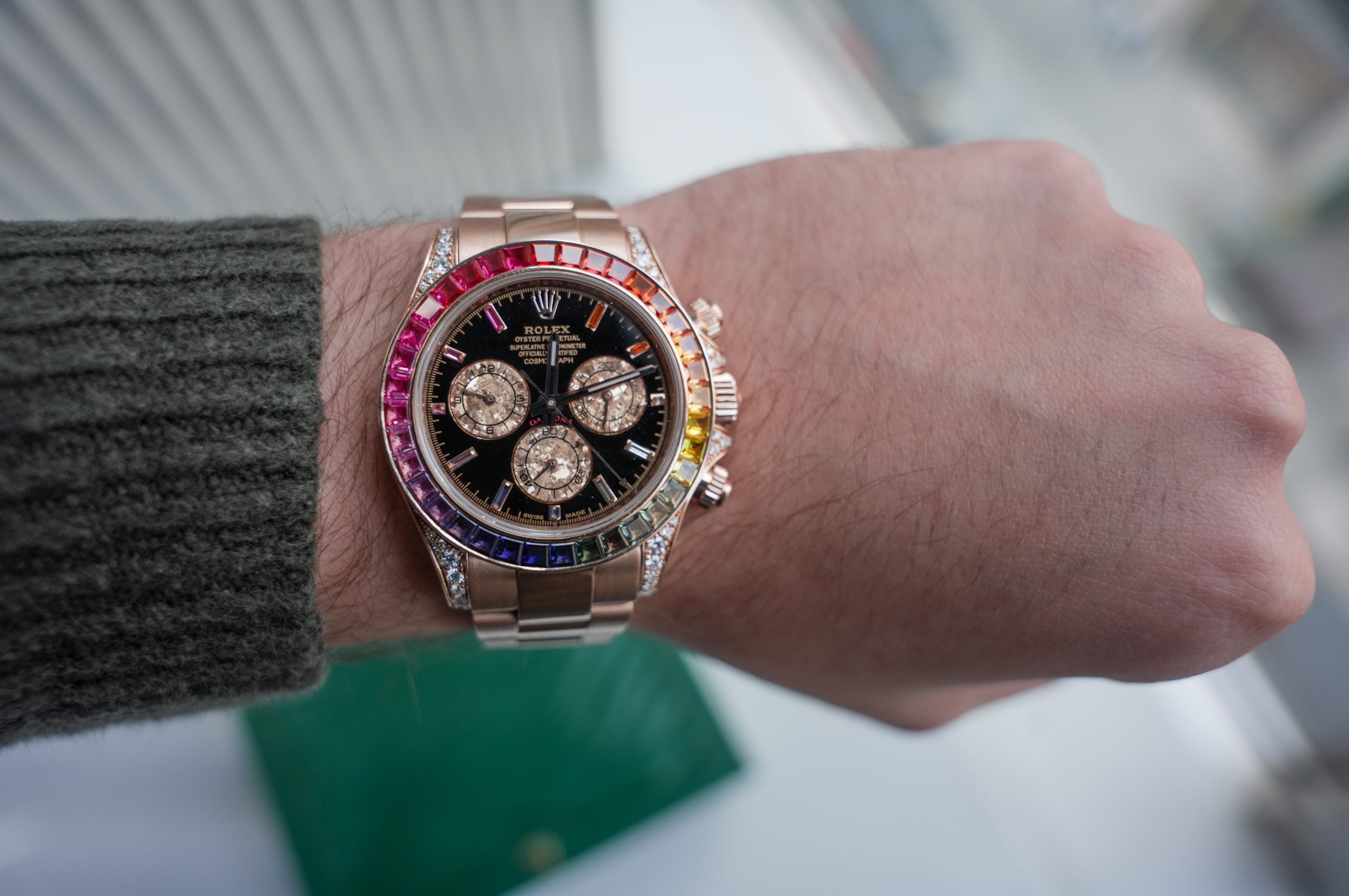 Rolex Cosmograph Daytona “Rainbow” – 116505RBOW (Aftermarket Diamond & Sapphire Setting)
