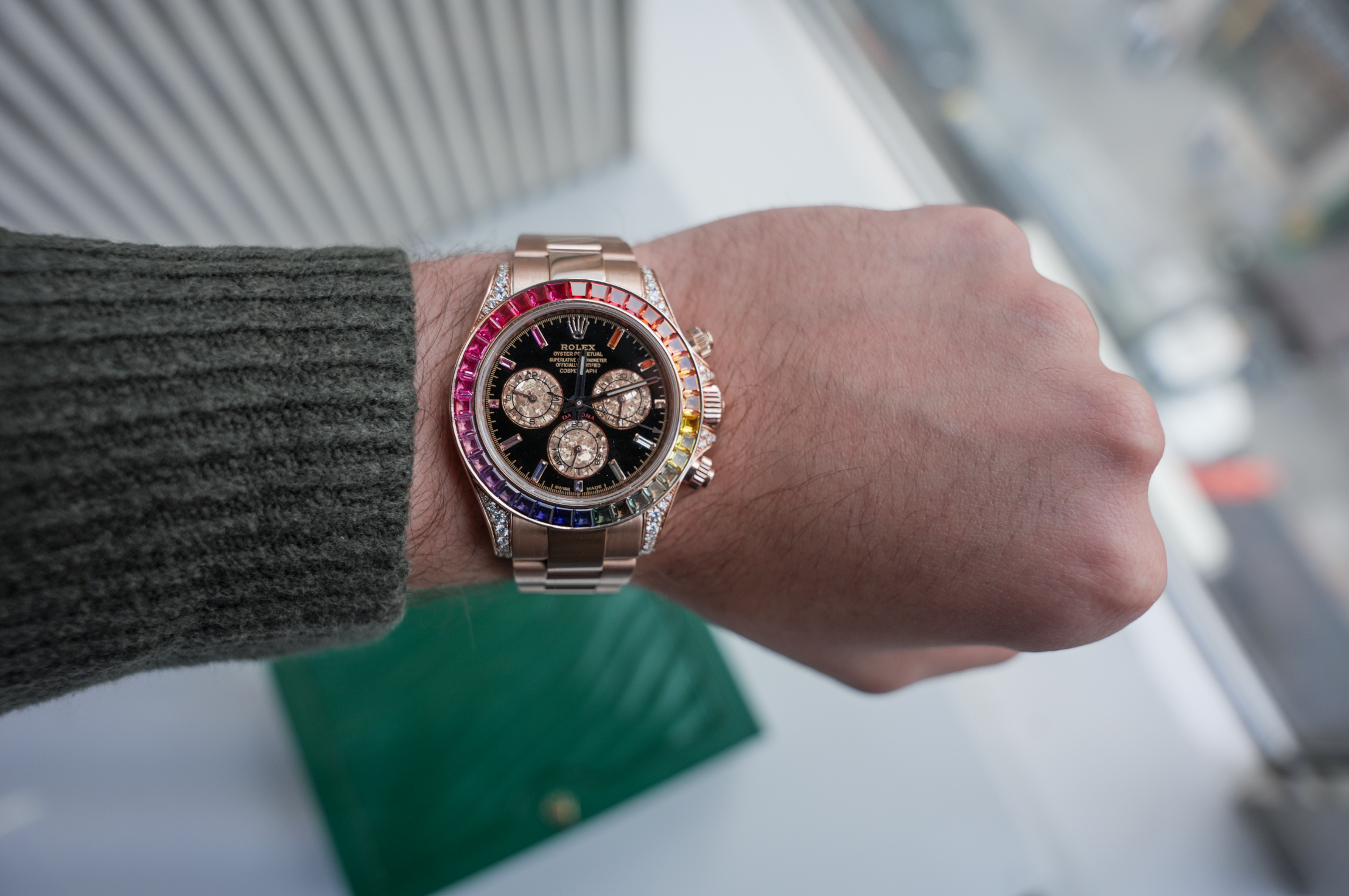 Rolex Cosmograph Daytona “Rainbow” – 116505RBOW (Aftermarket Diamond & Sapphire Setting)