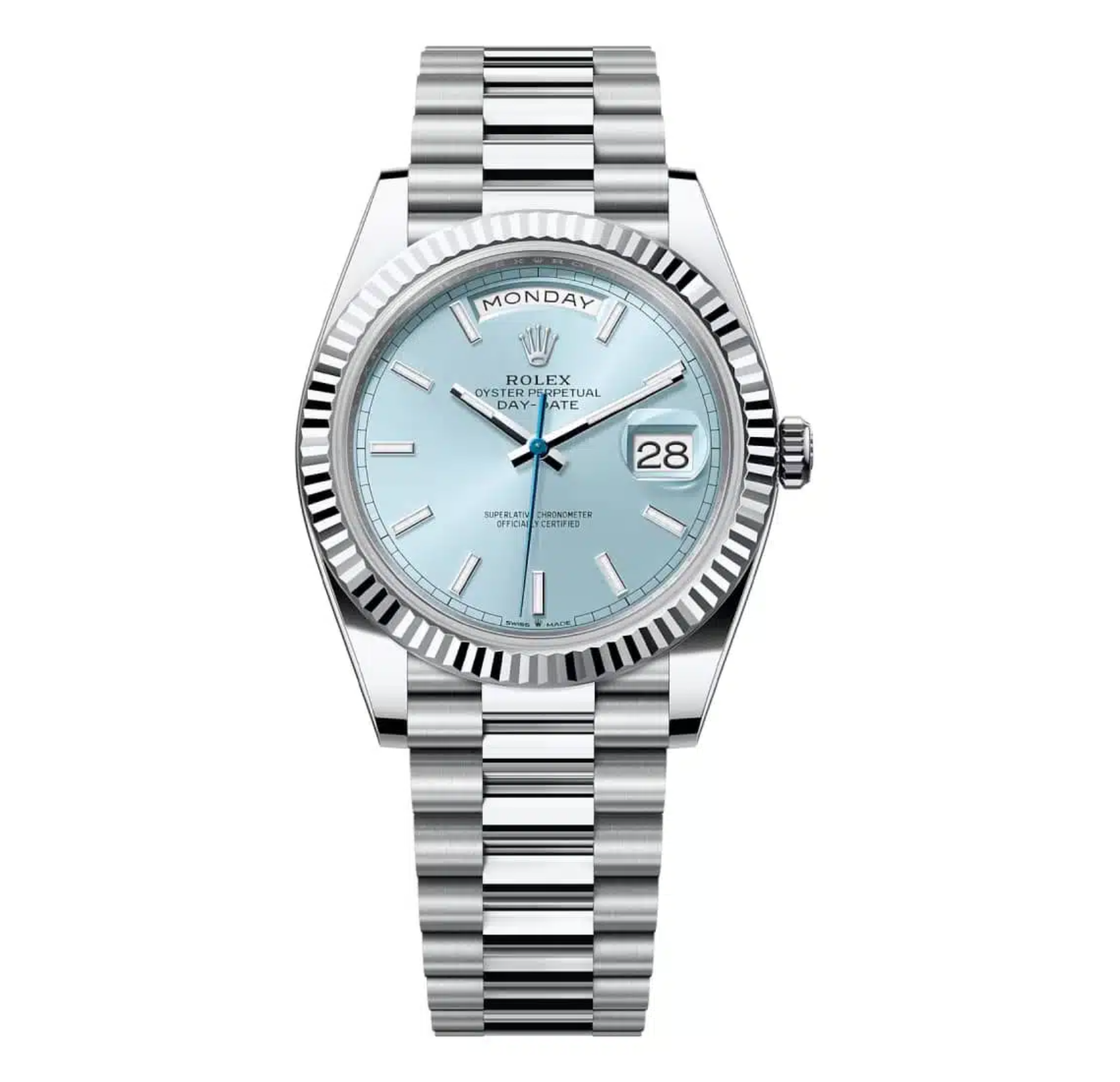 Rolex Day-Date 40 228236 Platinum Ice Blue Dial President Bracelet