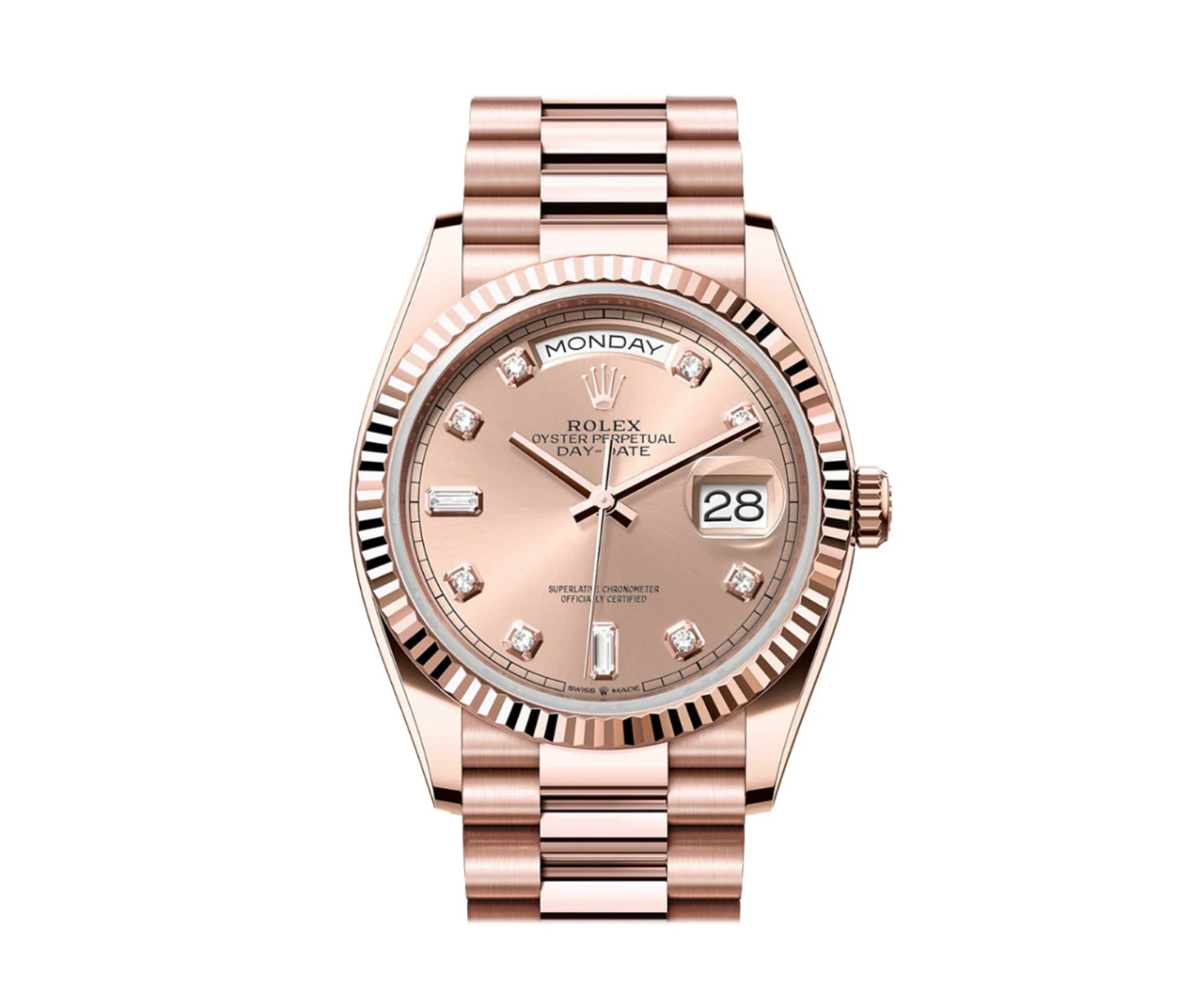 Rolex Day-Date 36 118235 Everose Gold Pink Dial Diamond Hour Markers President Bracelet