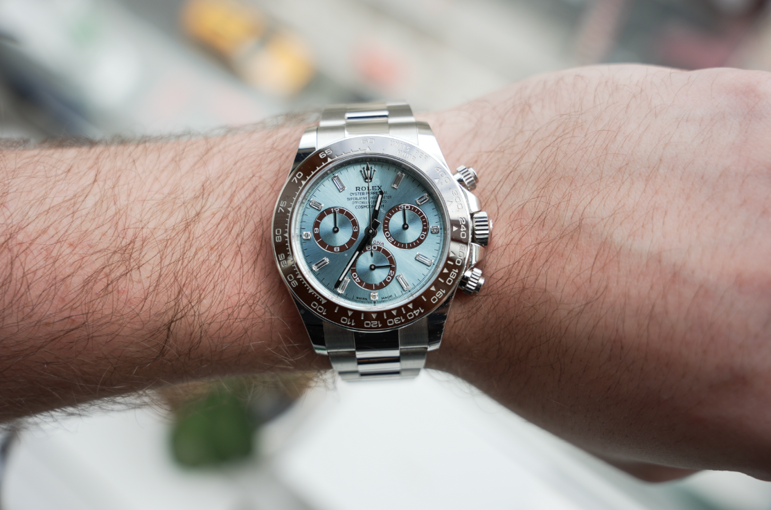 Rolex Cosmograph Daytona 126506 Platinum Ice Blue Baguette Diamond Dial 40mm Oyster Bracelet
