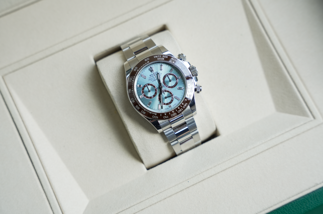 Rolex Cosmograph Daytona 126506 Platinum Ice Blue Baguette Diamond Dial 40mm Oyster Bracelet