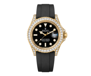 Rolex Yacht-Master 42 18K Yellow Gold Diamond-Set Case Baguette Diamond Bezel Black Dial Oysterflex – Ref. 226668TBR