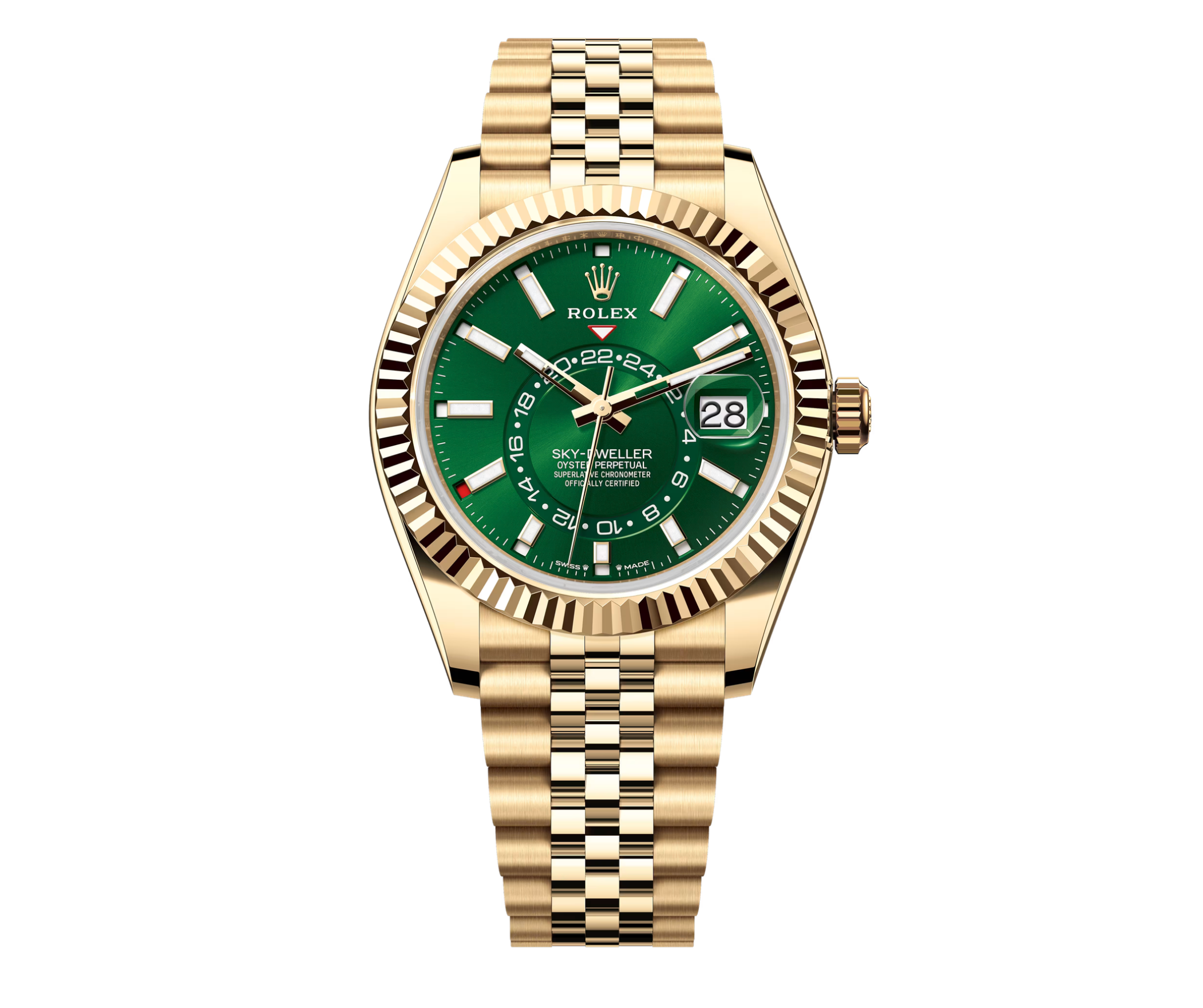 Rolex Sky-Dweller 42mm 18k Yellow Gold Green Dial Jubilee Bracelet (Ref. 336938)