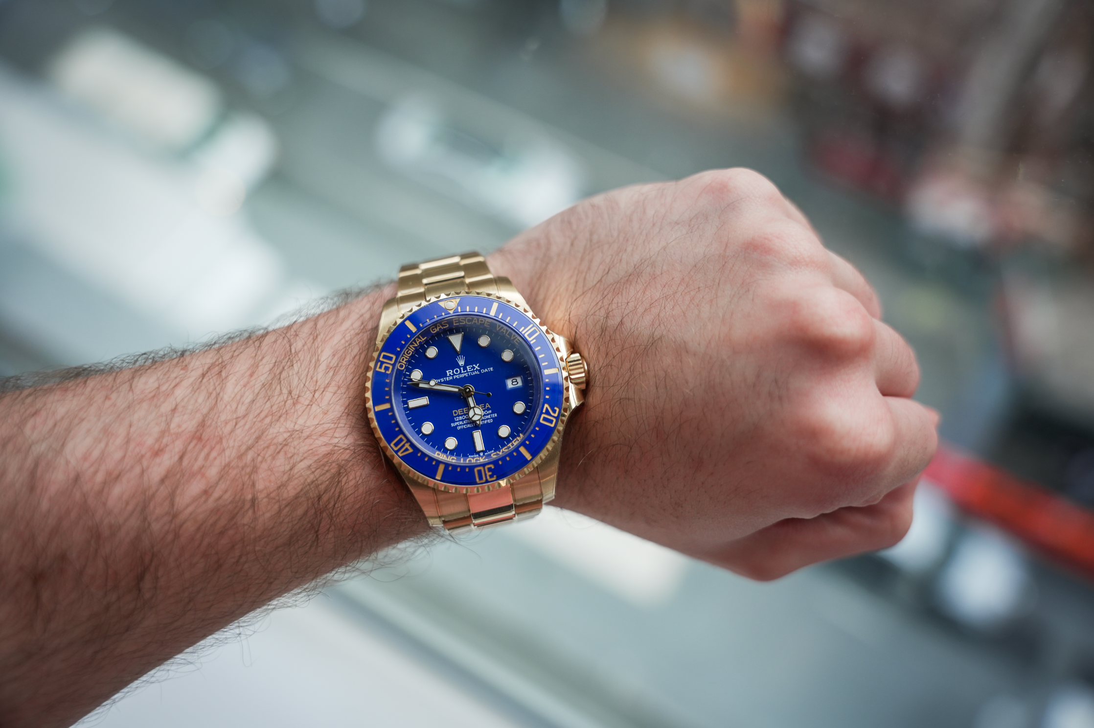 Rolex Deepsea 44mm Yellow Gold Blue Dial Oyster Bracelet 136668LB