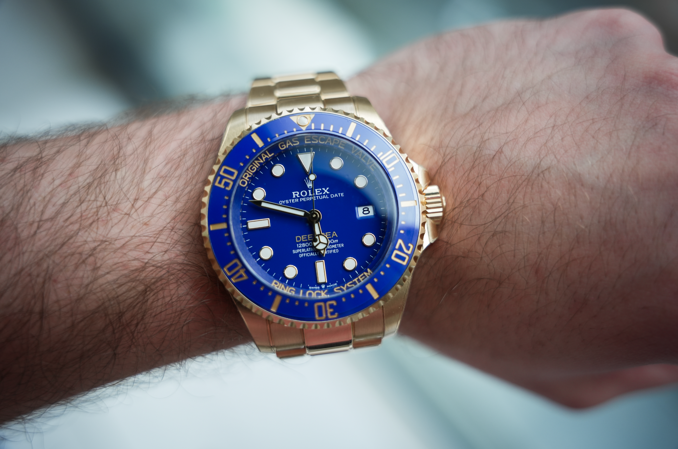 Rolex Deepsea 44mm Yellow Gold Blue Dial Oyster Bracelet 136668LB
