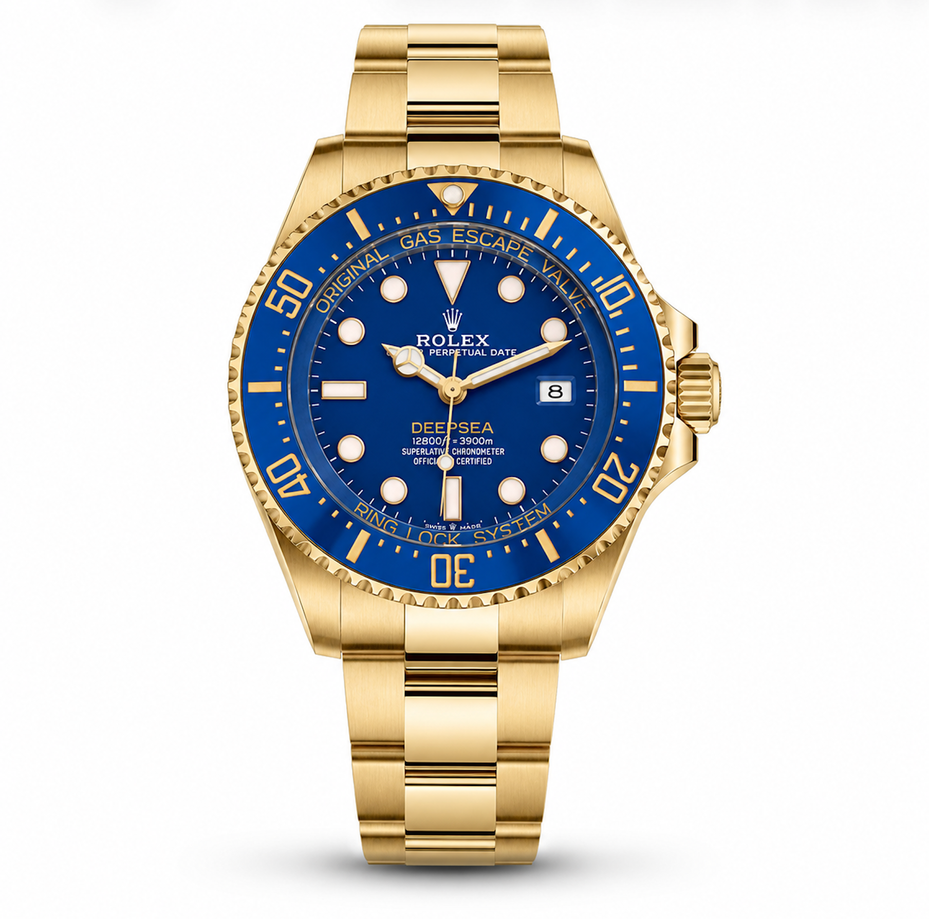 Rolex Deepsea 44mm Yellow Gold Blue Dial Oyster Bracelet 136668LB