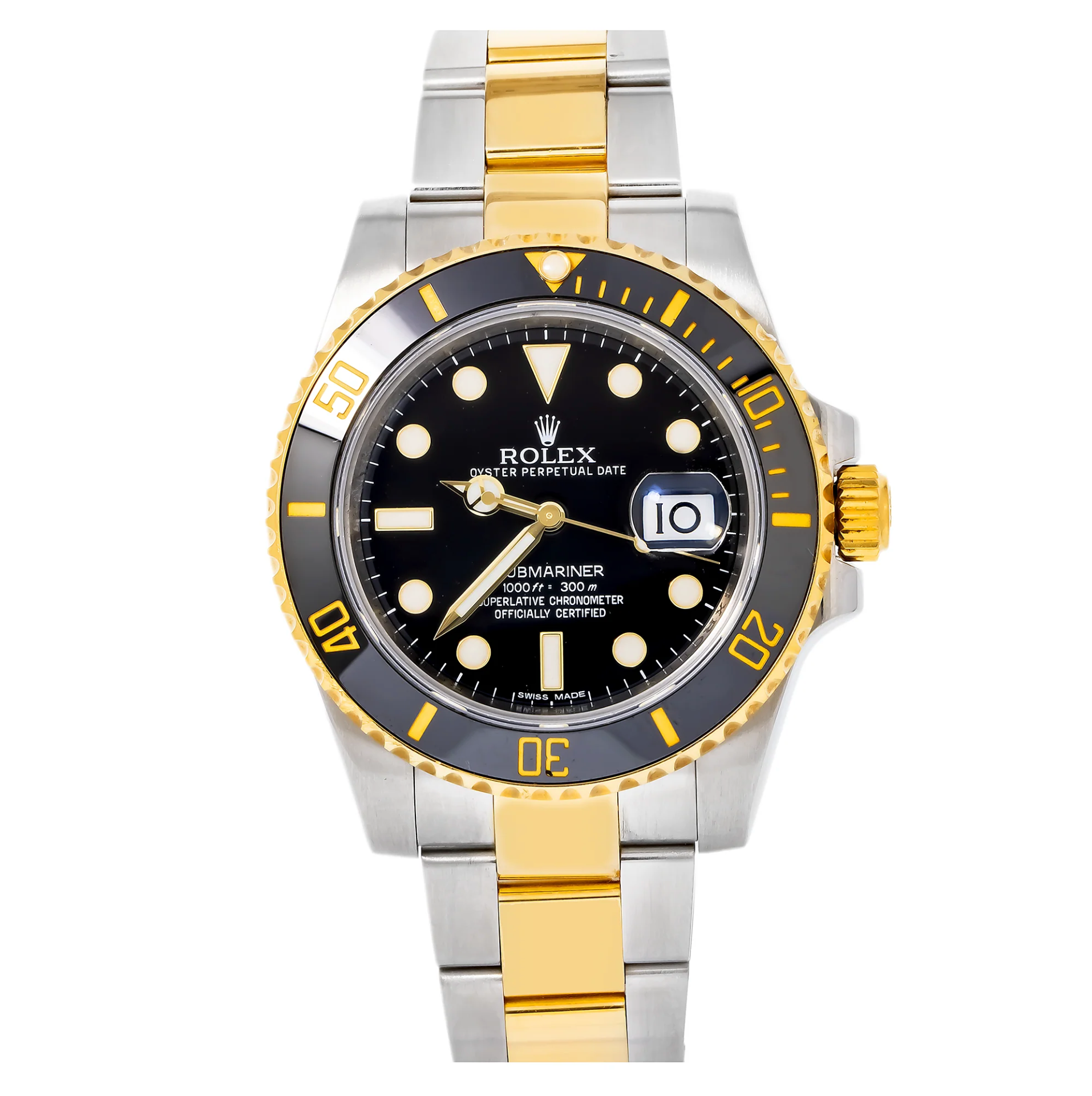 Rolex Submariner 40MM Two Tone Watch Black Ceramic Bezel Blue Dial 116613LN