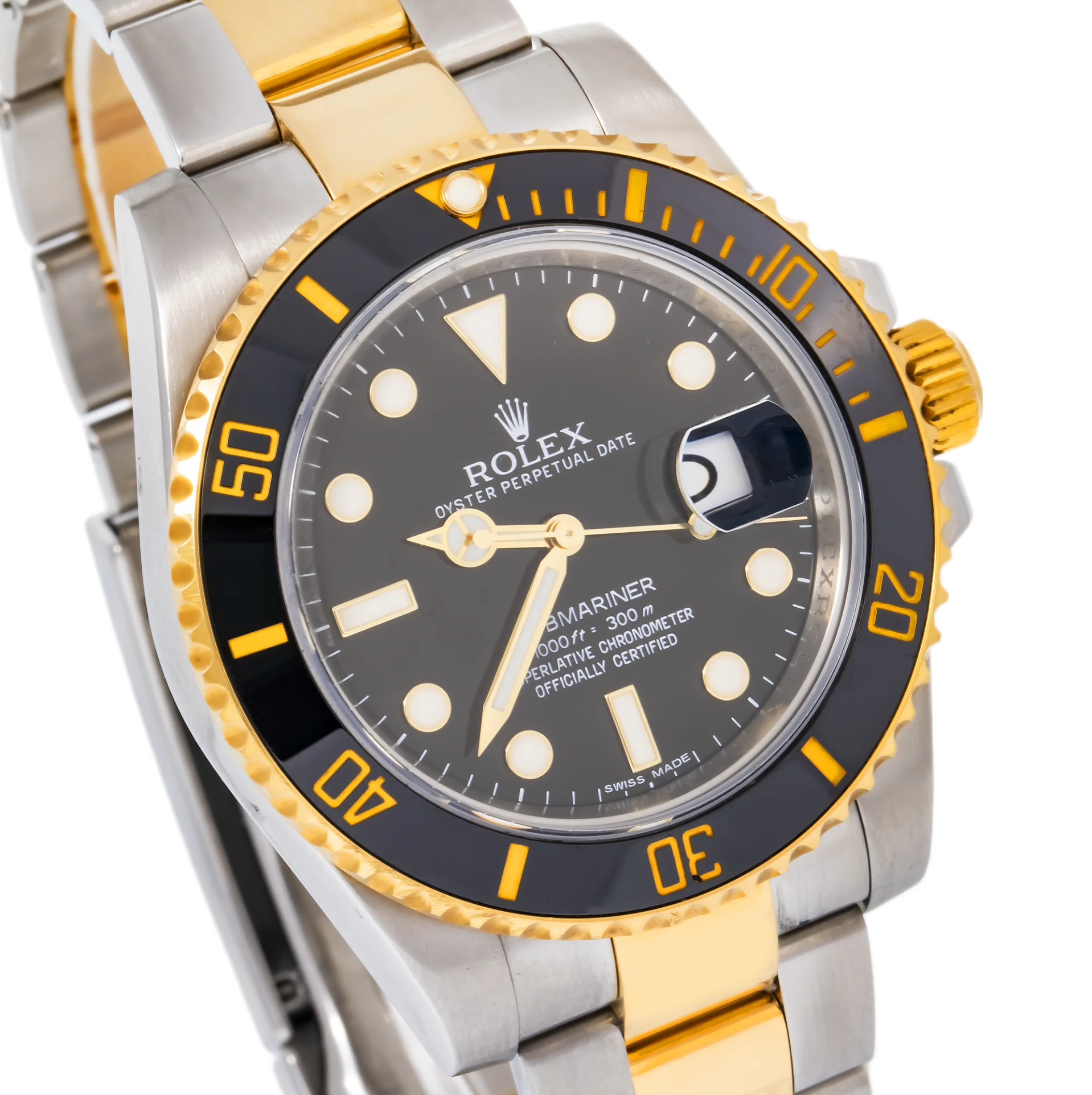 Rolex Submariner 40MM Two Tone Watch Black Ceramic Bezel Blue Dial 116613LN