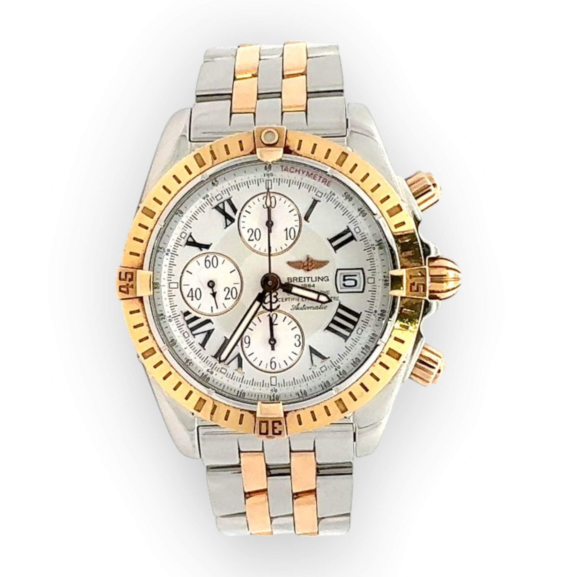 Breitling Chronomat Evolution Stainless Steel & Yellow Gold White Dial 44mm