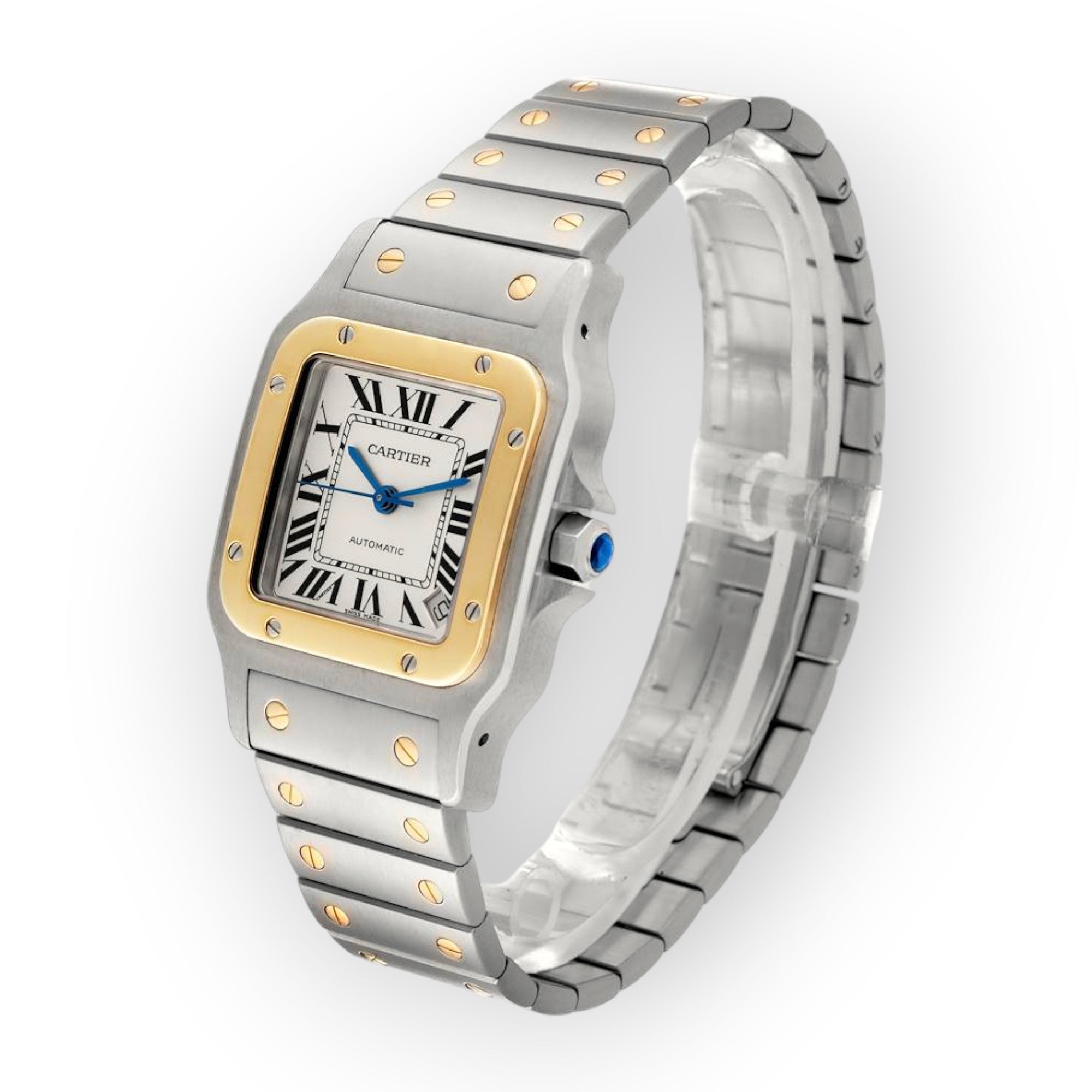 Cartier Santos Galbee XL W20099C4 Steel Yellow Gold Mens Watch