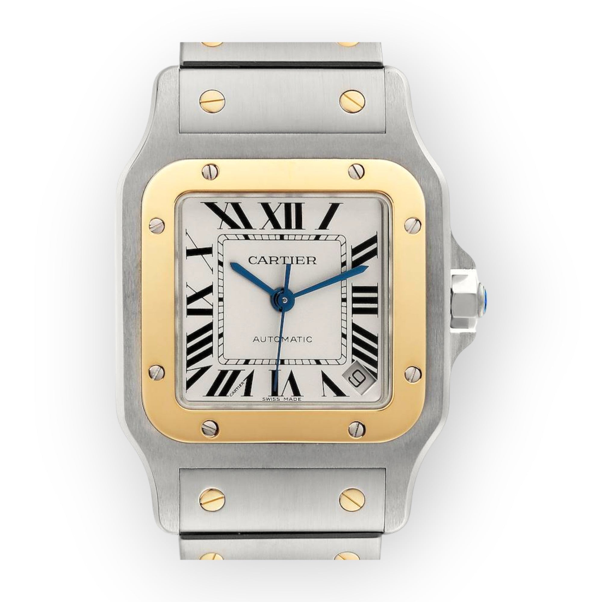 Cartier Santos Galbee XL W20099C4 Steel Yellow Gold Mens Watch