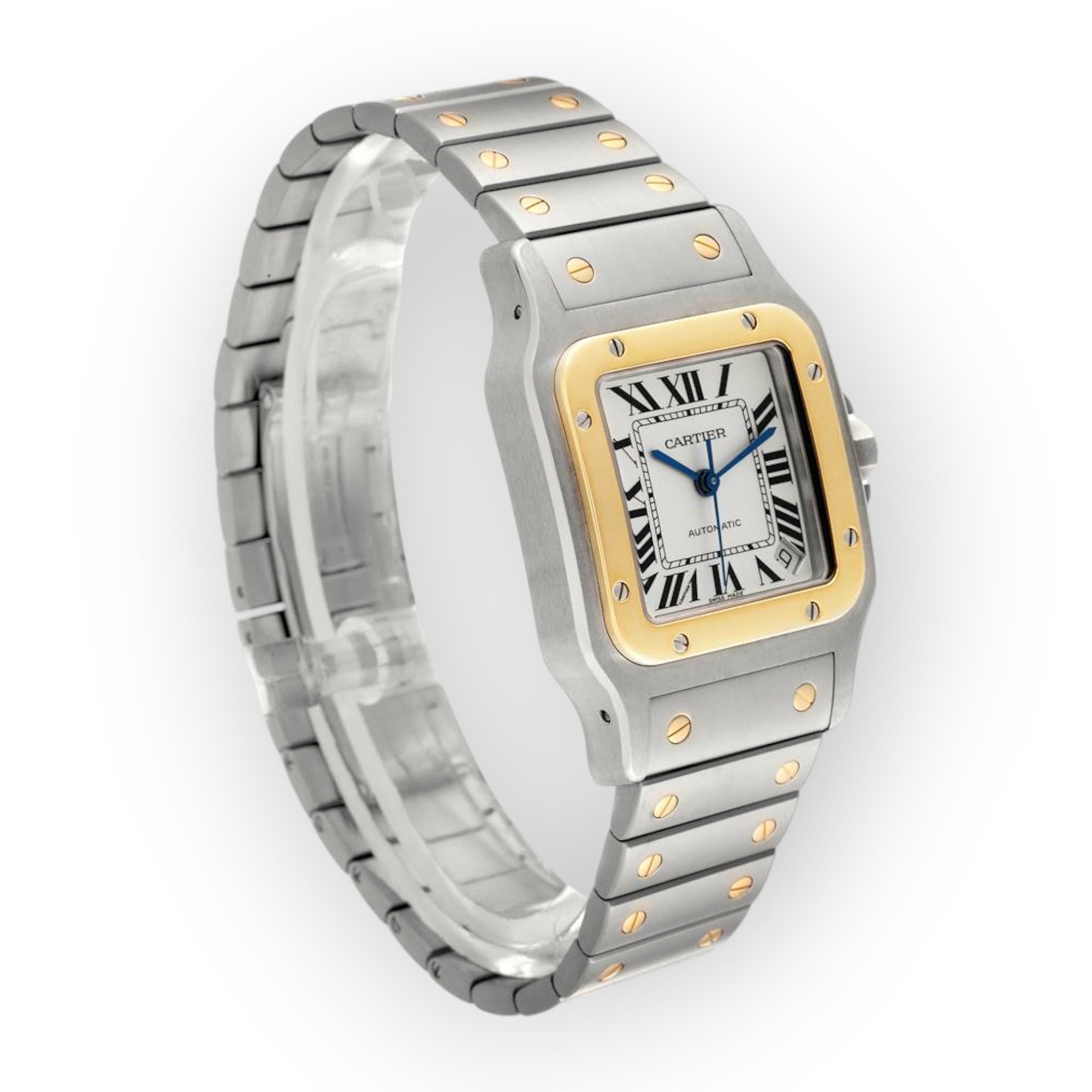 Cartier Santos Galbee XL W20099C4 Steel Yellow Gold Mens Watch