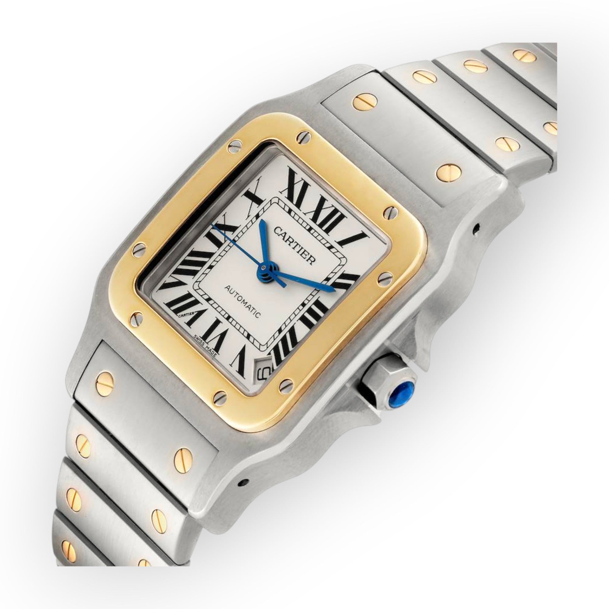 Cartier Santos Galbee XL W20099C4 Steel Yellow Gold Mens Watch