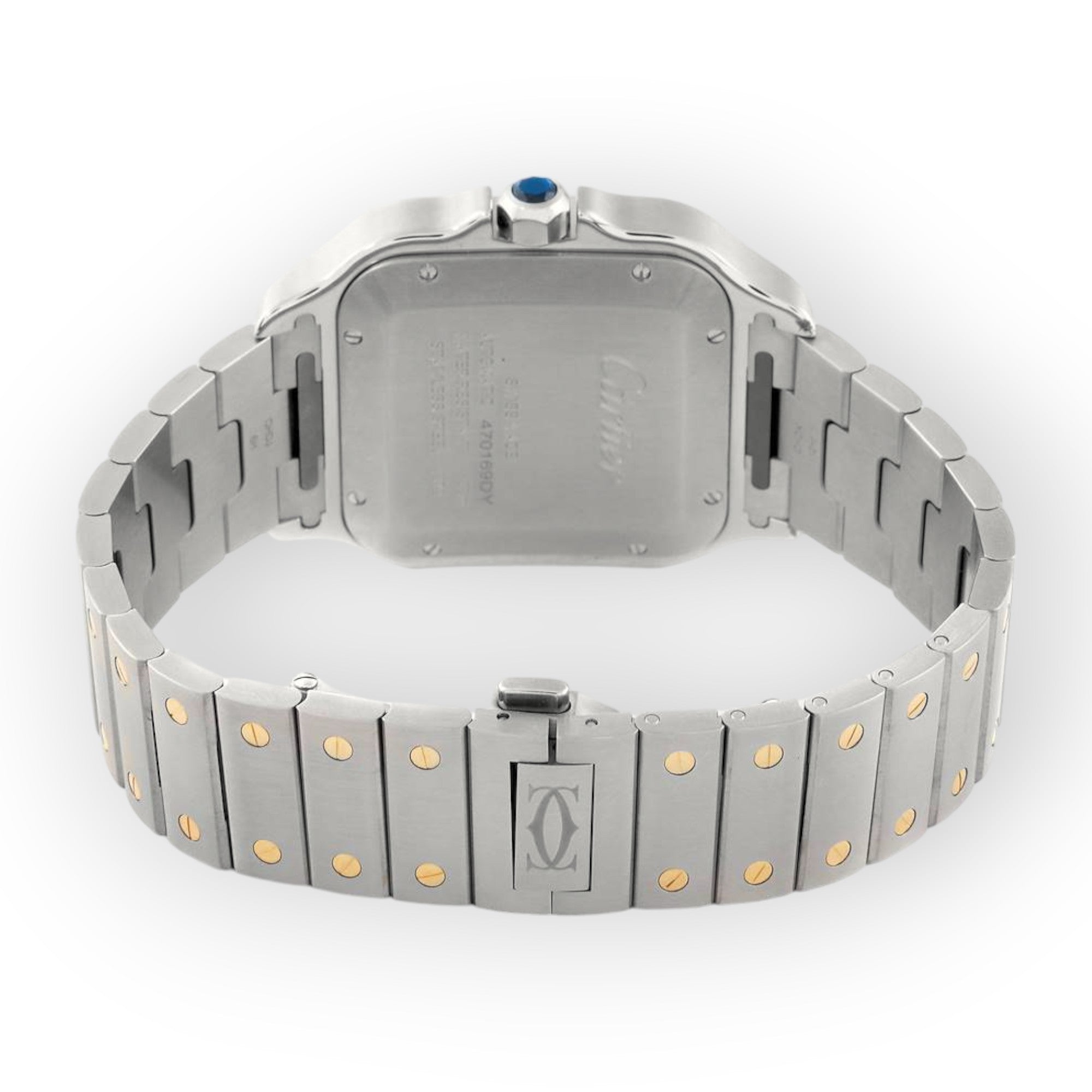 Cartier Santos de Cartier W2SA0009 39.8mm Silvered Opaline Dial With Yellow Gold Bezel