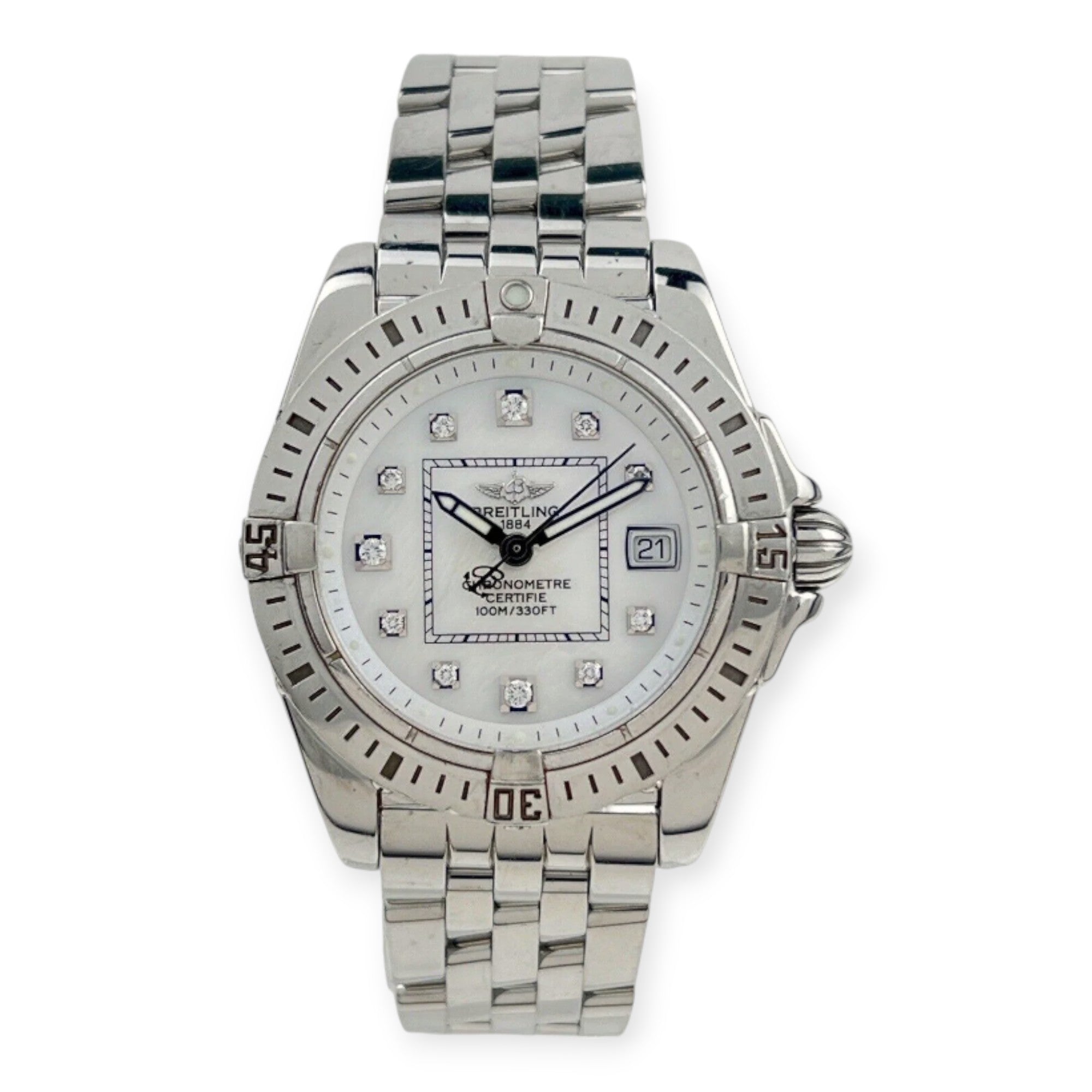 Breitling Windrider Cockpit A71356 Ladies White Diamond Ladies Watch