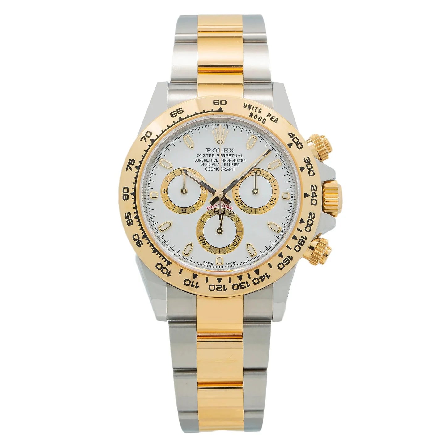 Rolex Cosmograph Daytona 40mm 116523 White Dial, Two-Tone Yellow Gold Oyster Bracelet
