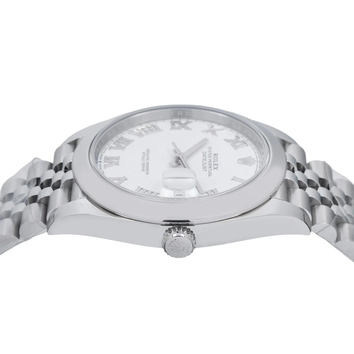 Rolex Datejust 41mm 126300 White Roman Dial Smooth Bezel Jubilee Bracelet