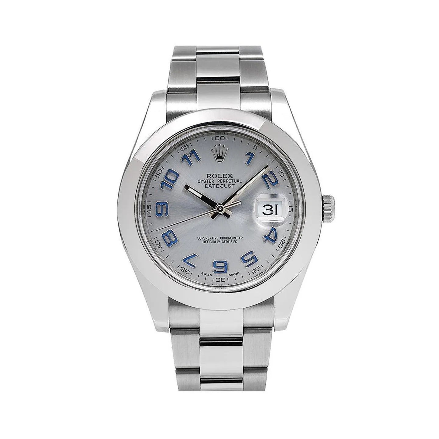 Rolex Datejust 41mm 116300 Silver Arabic Dial Smooth Bezel Oyster Bracelet
