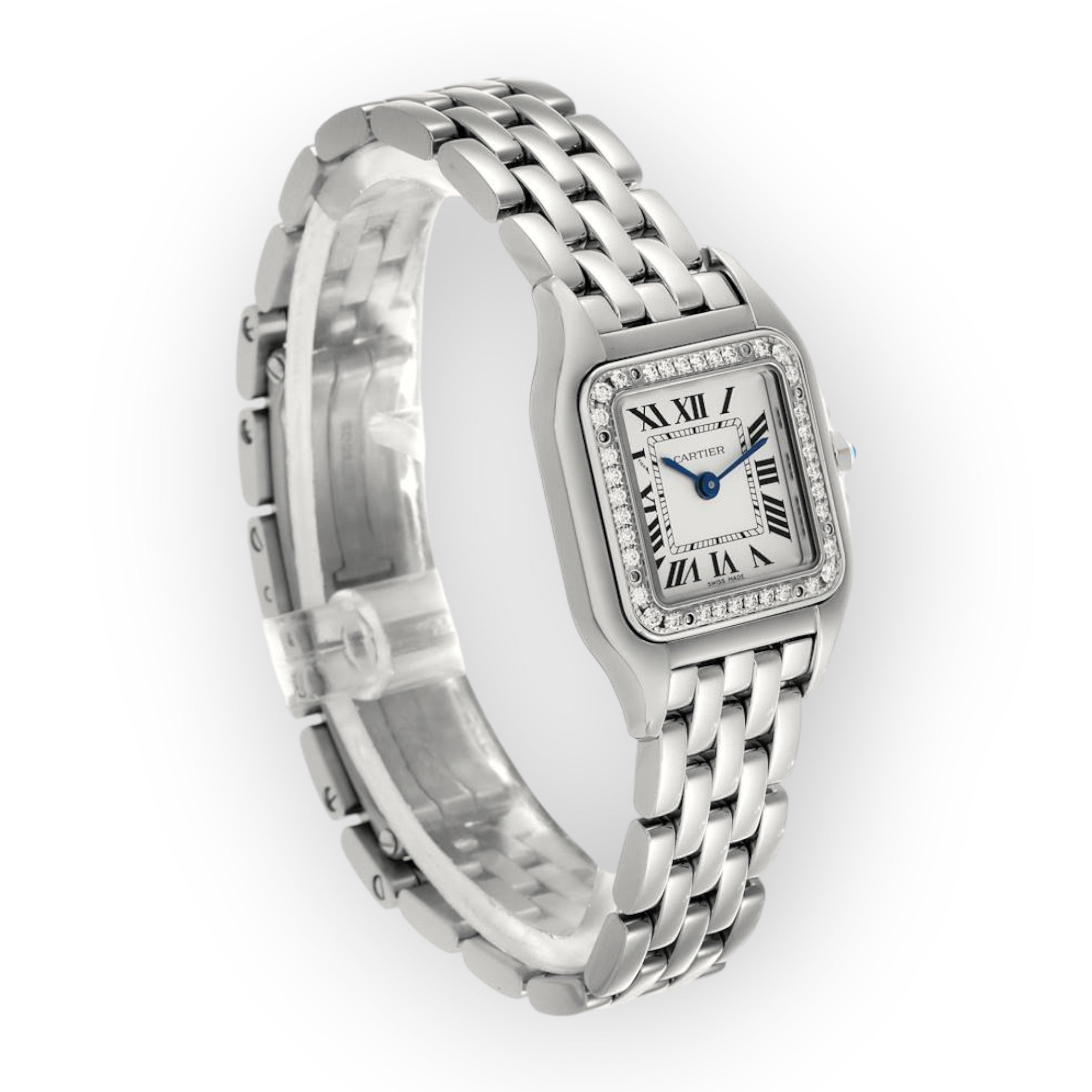 Cartier Panthere Small Steel Diamond Bezel Ladies Watch W4PN0007